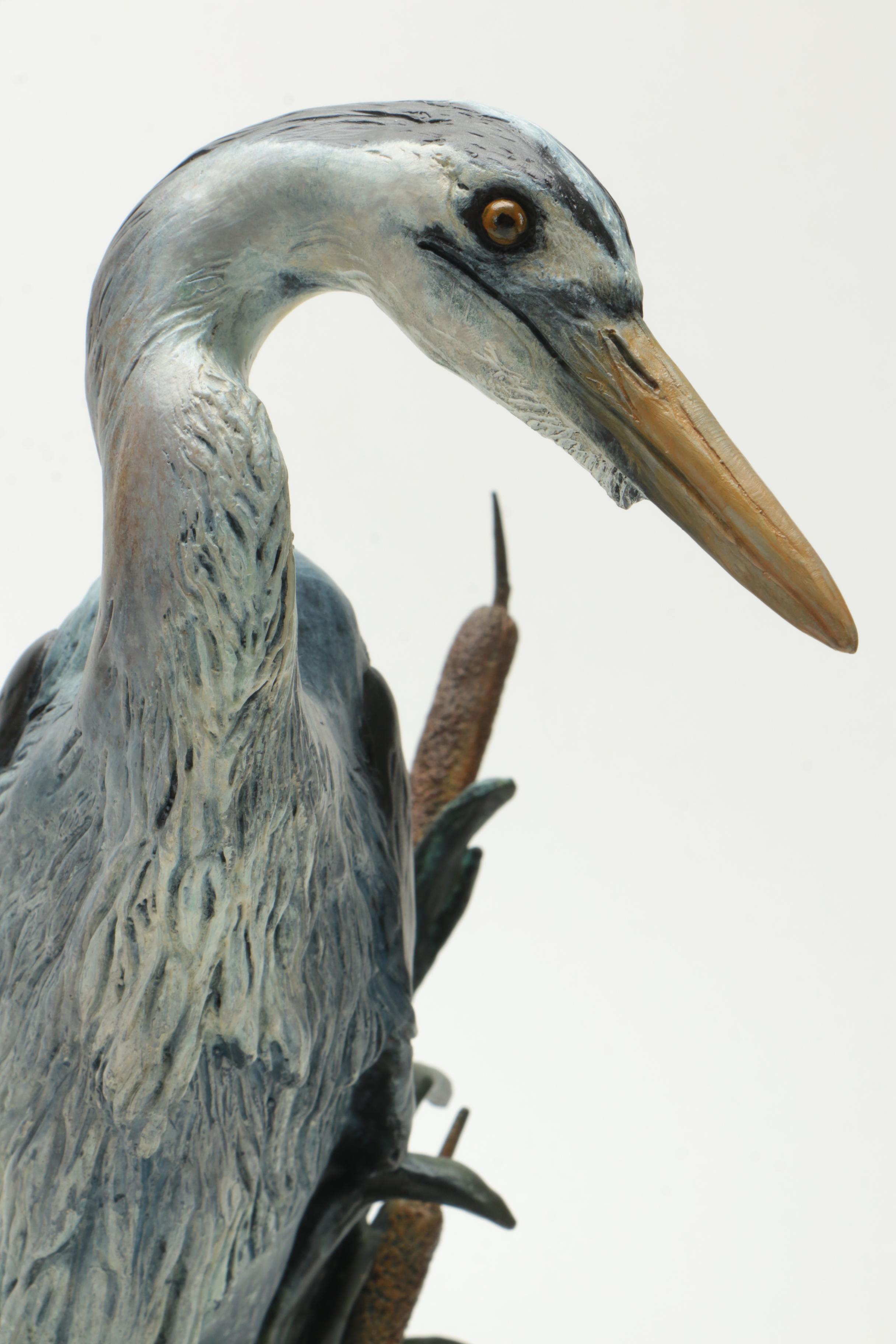 Glenn Swanson Limited Edition Painted Bronze Sculpture "Great Blue Heron"