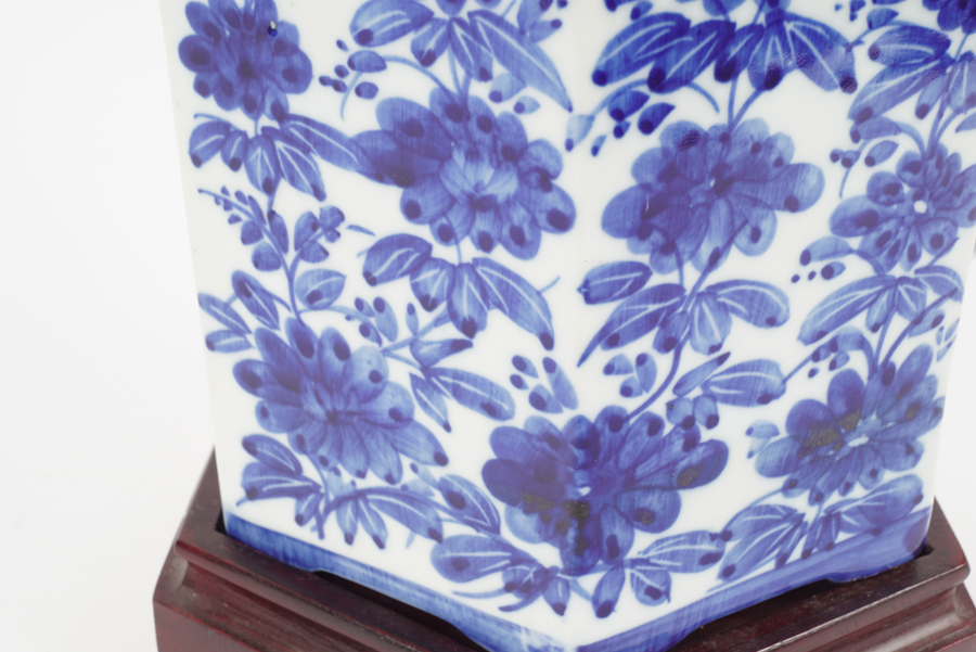 Large Hand Painted Floral Tea Pot on Stand