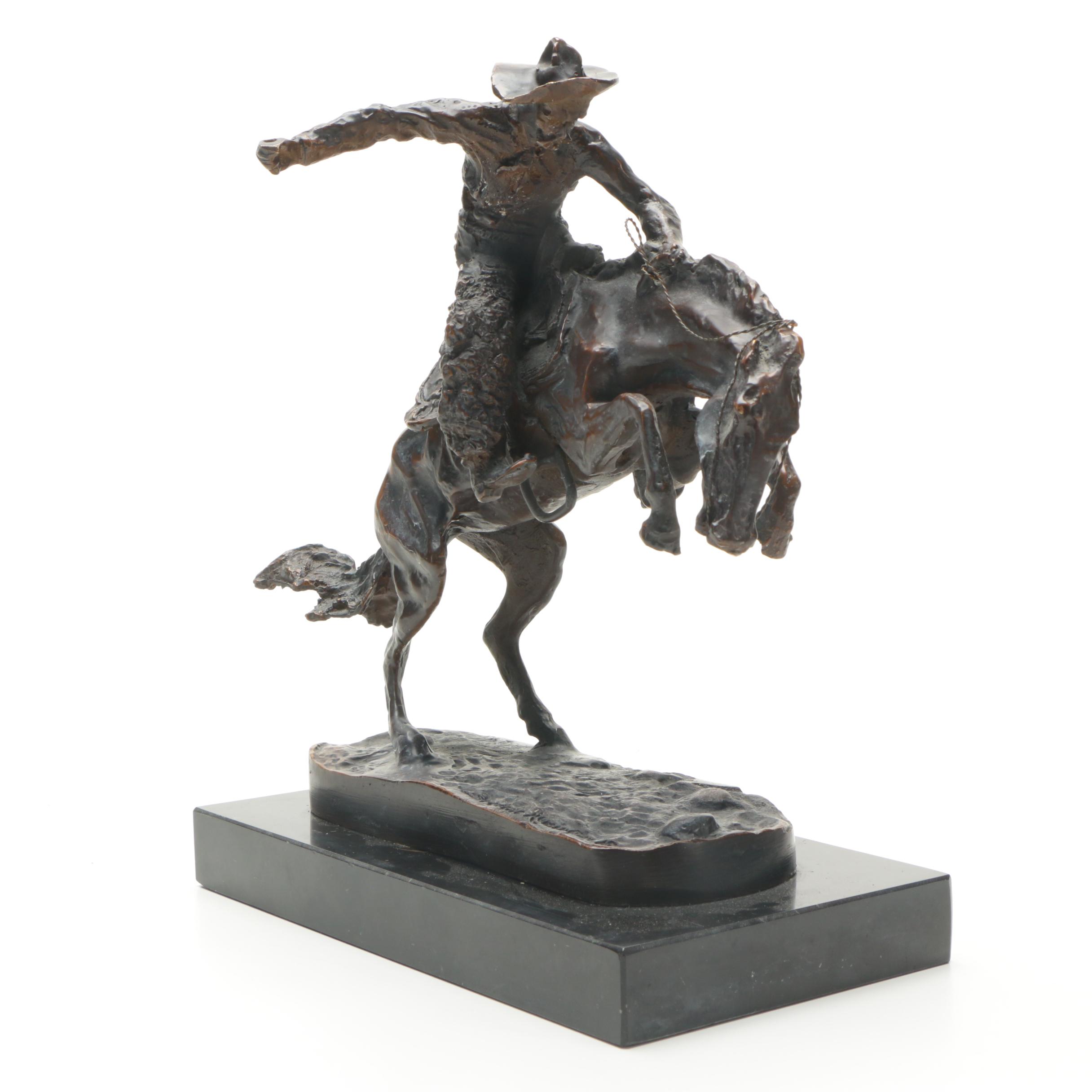 Brass Sculpture After Frederic Remington's "Bronco Buster"