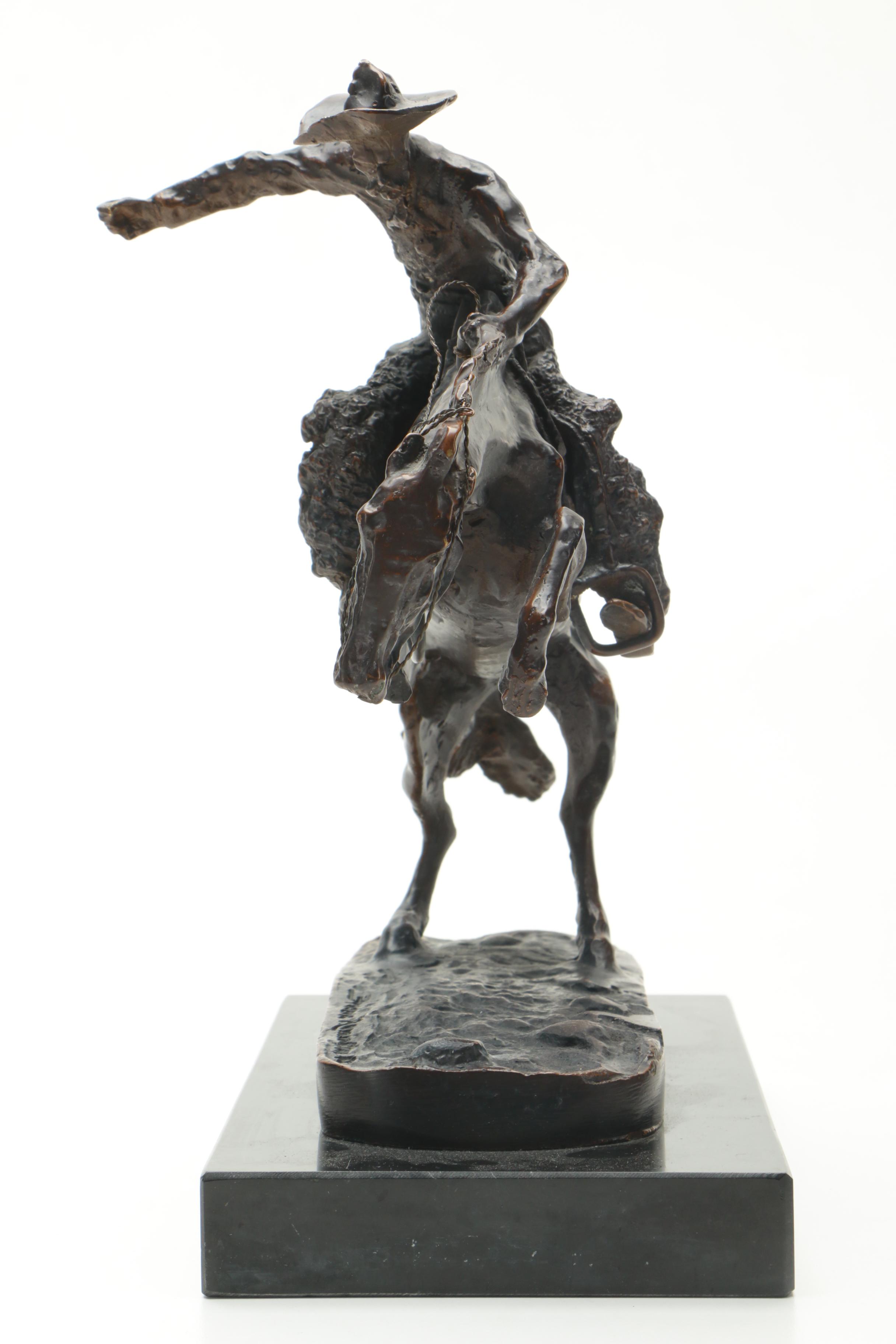 Brass Sculpture After Frederic Remington's "Bronco Buster"