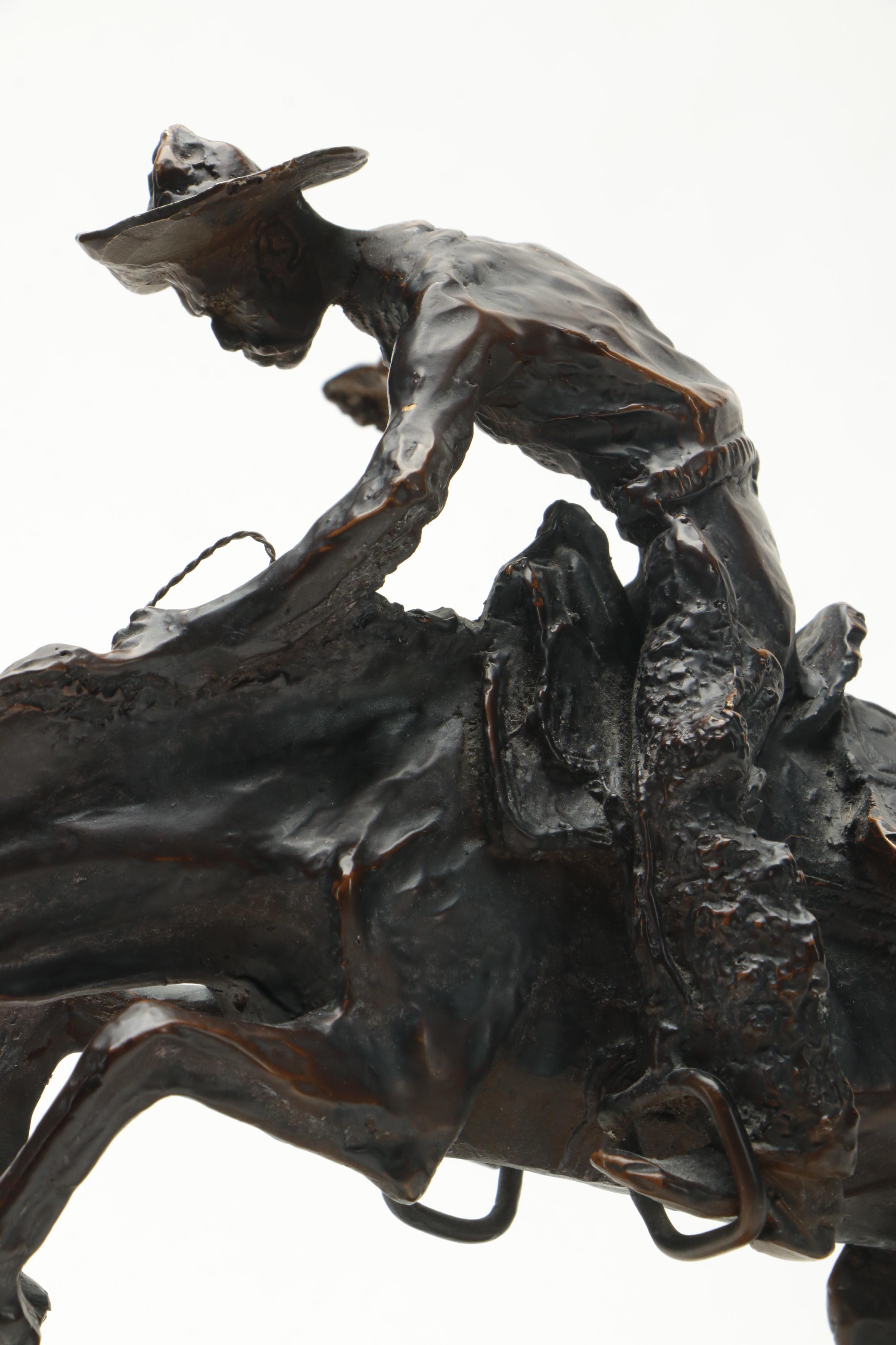 Brass Sculpture After Frederic Remington's "Bronco Buster"