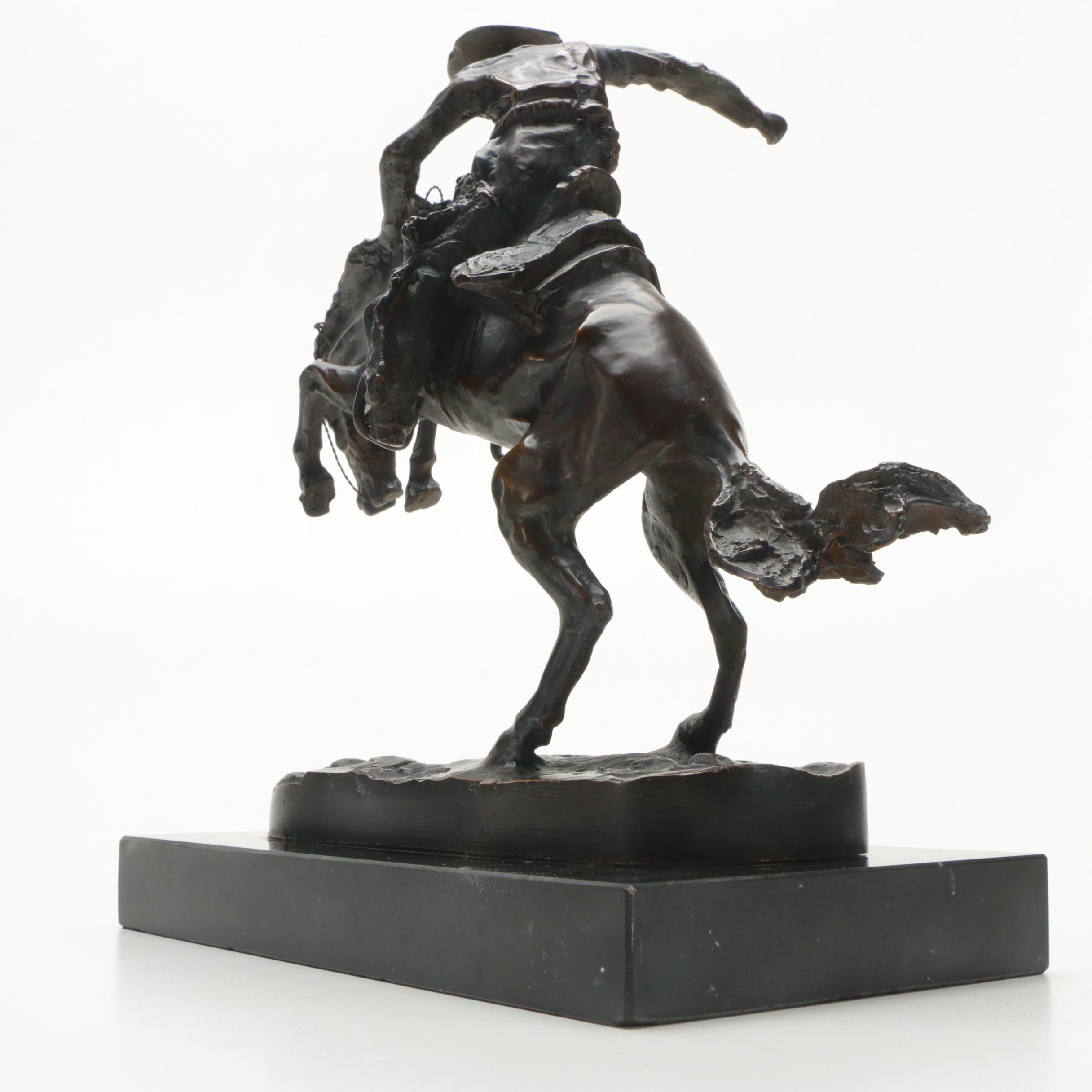 Brass Sculpture After Frederic Remington's "Bronco Buster"