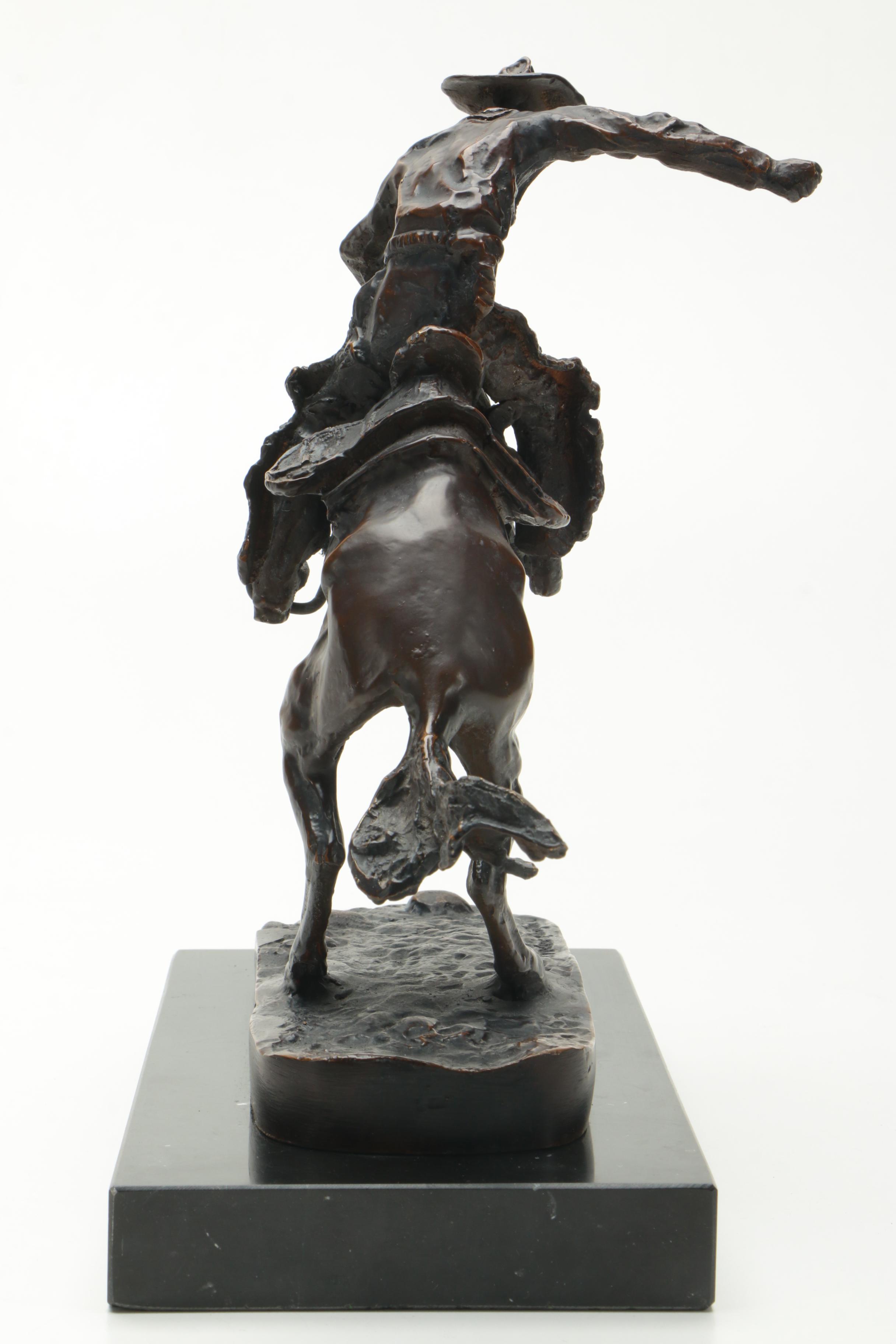 Brass Sculpture After Frederic Remington's "Bronco Buster"