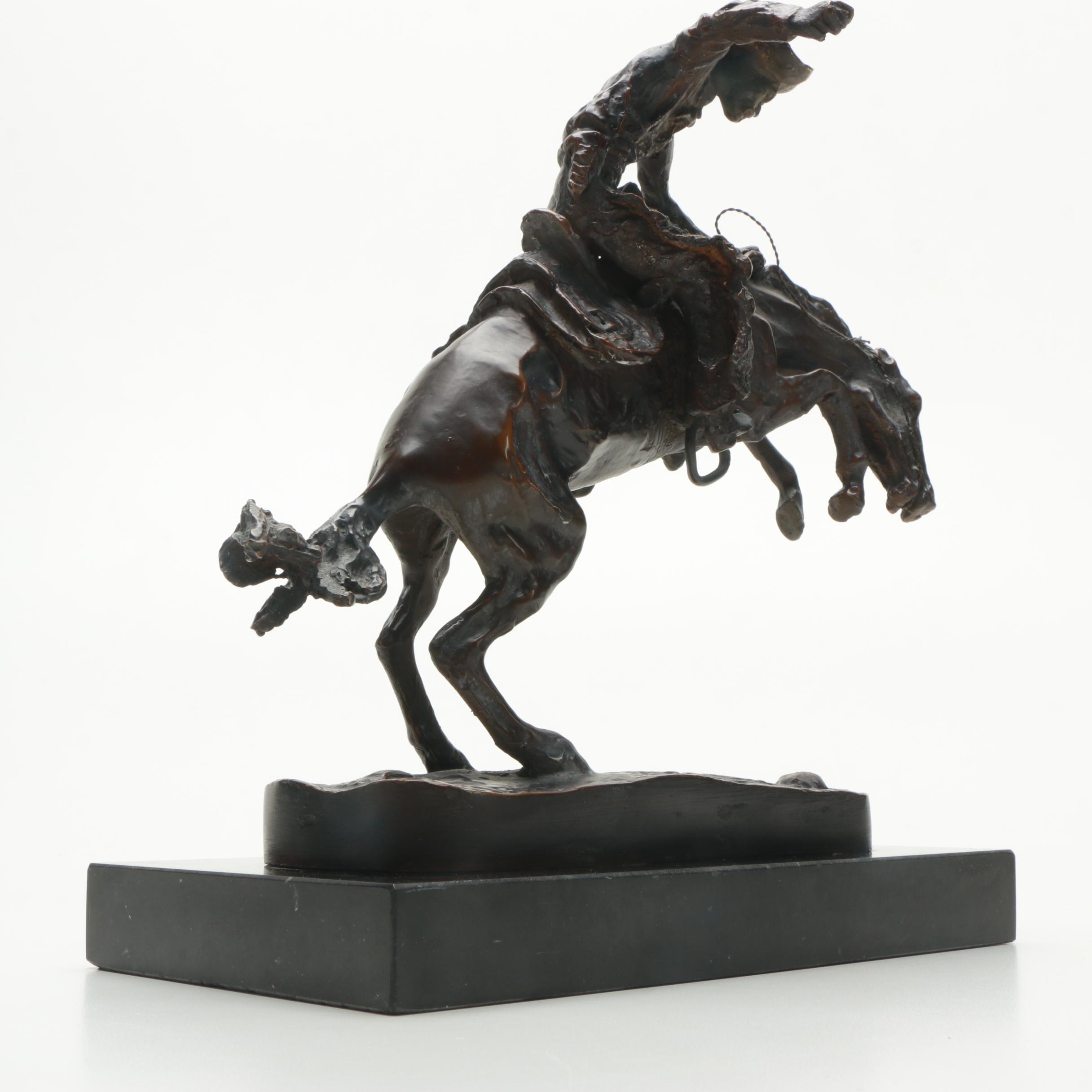 Brass Sculpture After Frederic Remington's "Bronco Buster"
