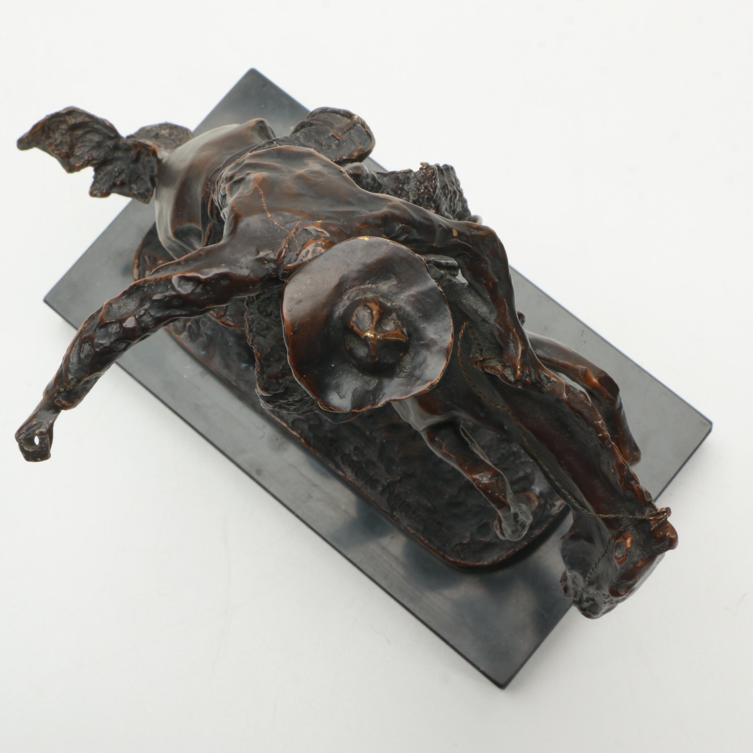 Brass Sculpture After Frederic Remington's "Bronco Buster"