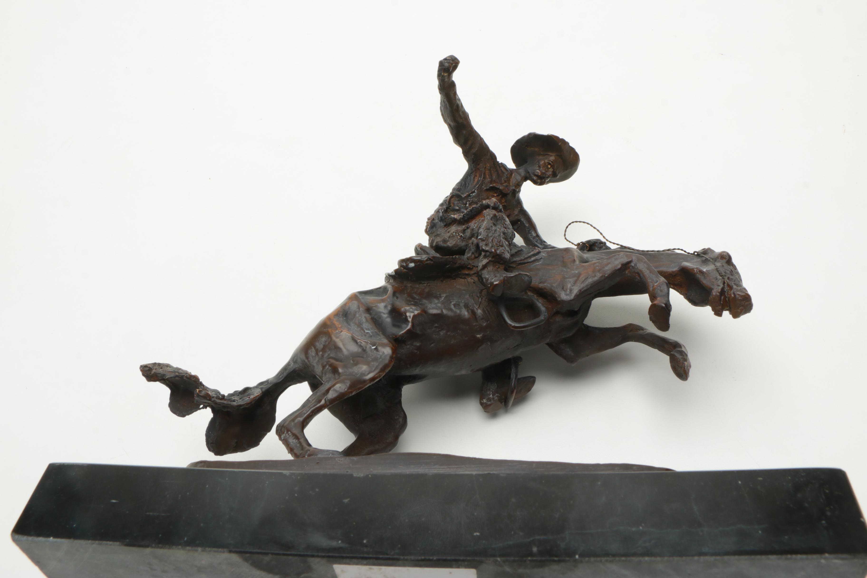 Brass Sculpture After Frederic Remington's "Bronco Buster"