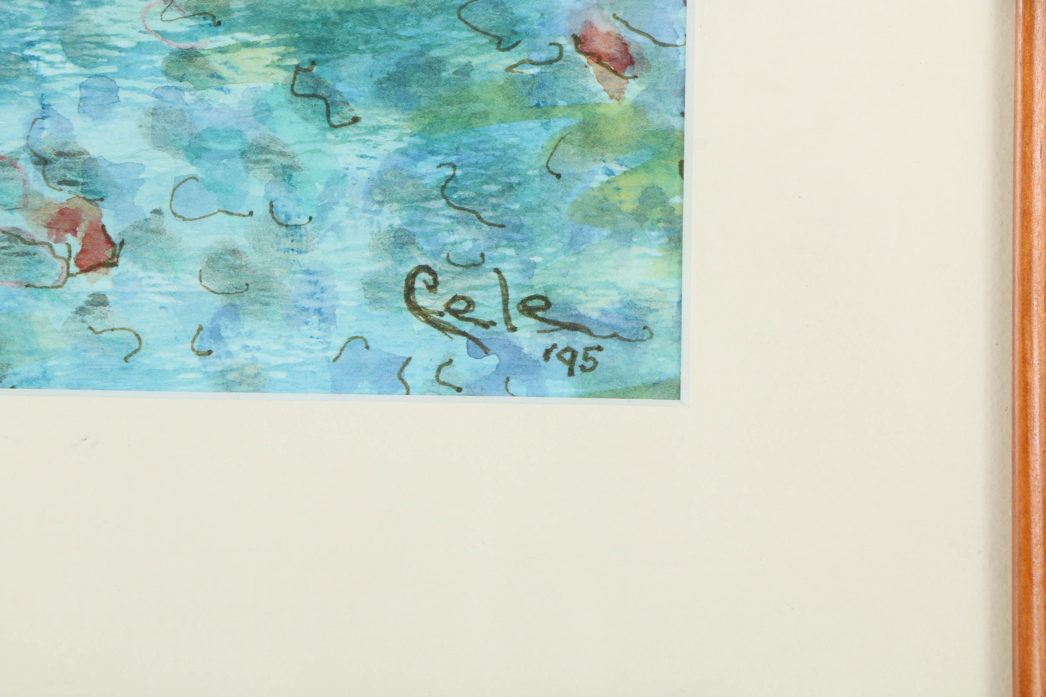 20th-Century Ink and Watercolor Painting of Figural Scene