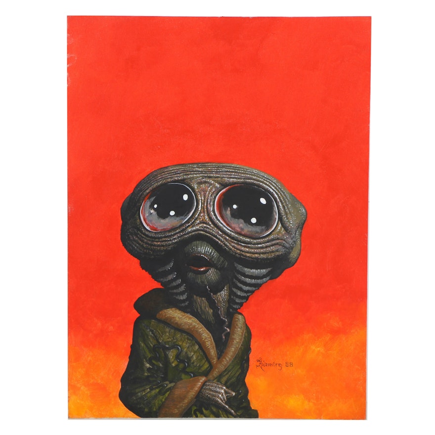 Larry Blamire Oil Painting on Canvas Board "Alien"
