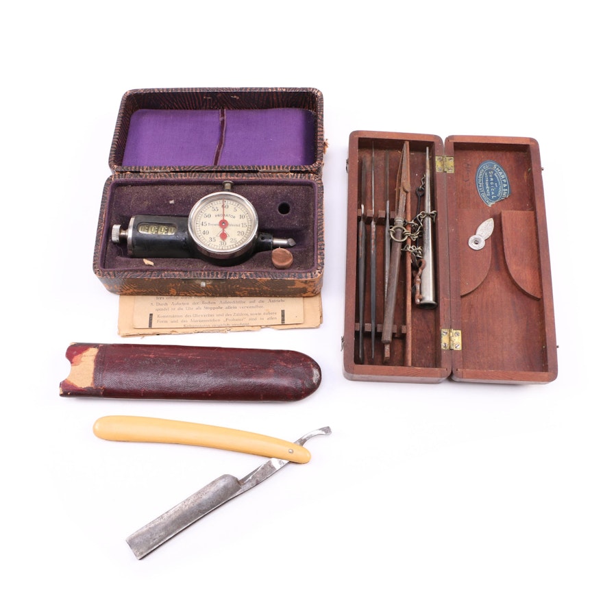 Vintage Probator, Razor, And Instruments