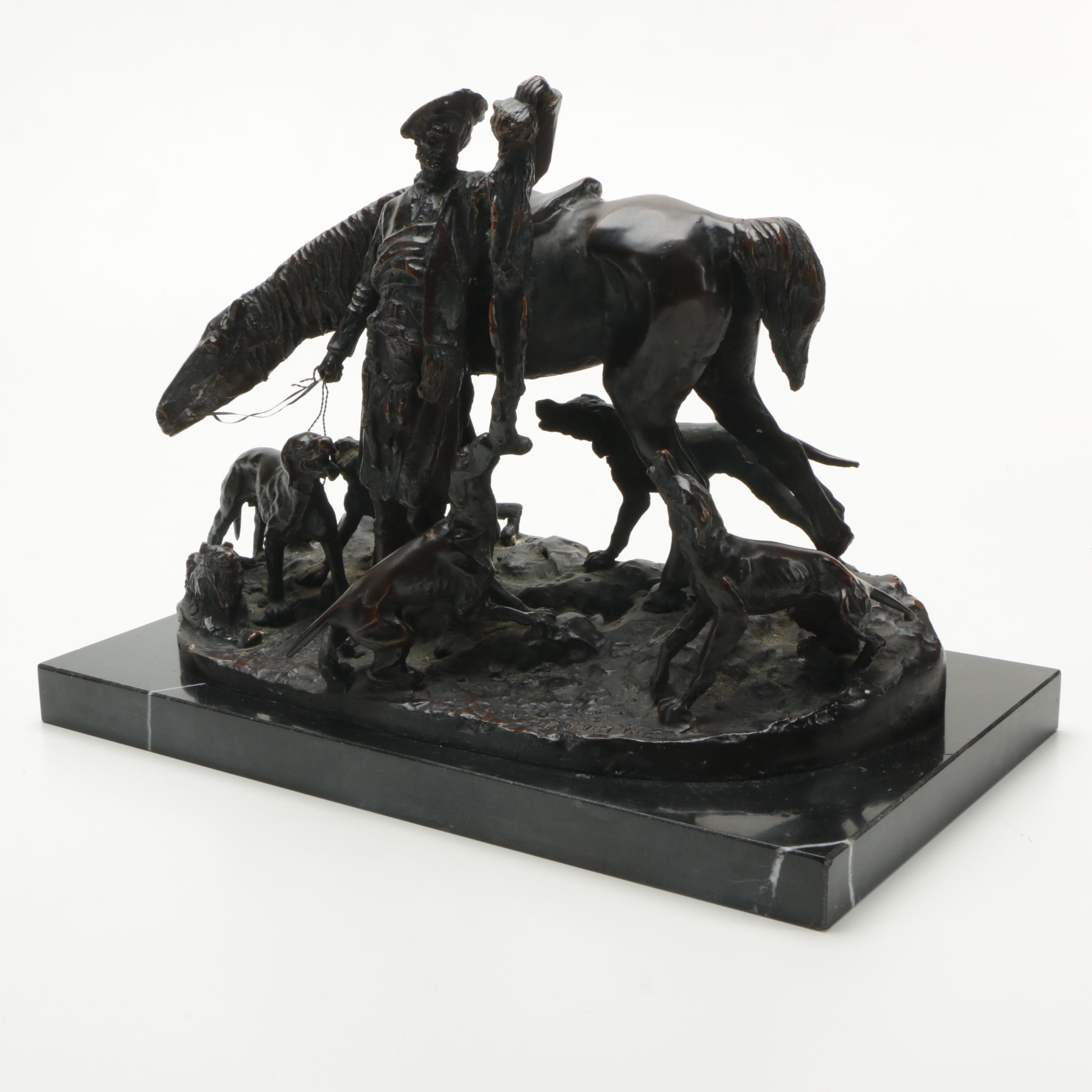 After Pierre-Jules Mêne Reproduction Sculpture "After The Hunt in Scotland"