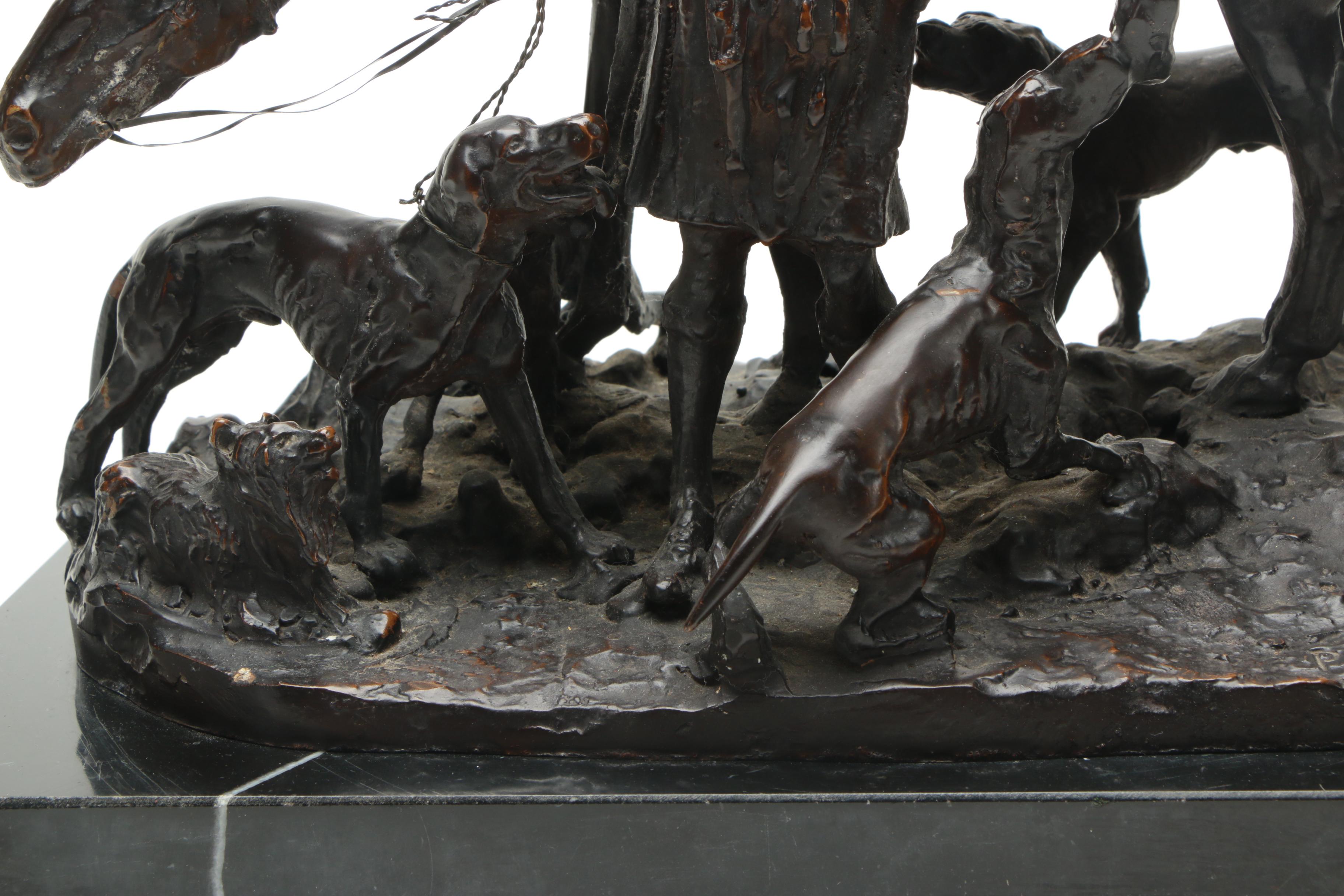 After Pierre-Jules Mêne Reproduction Sculpture "After The Hunt in Scotland"
