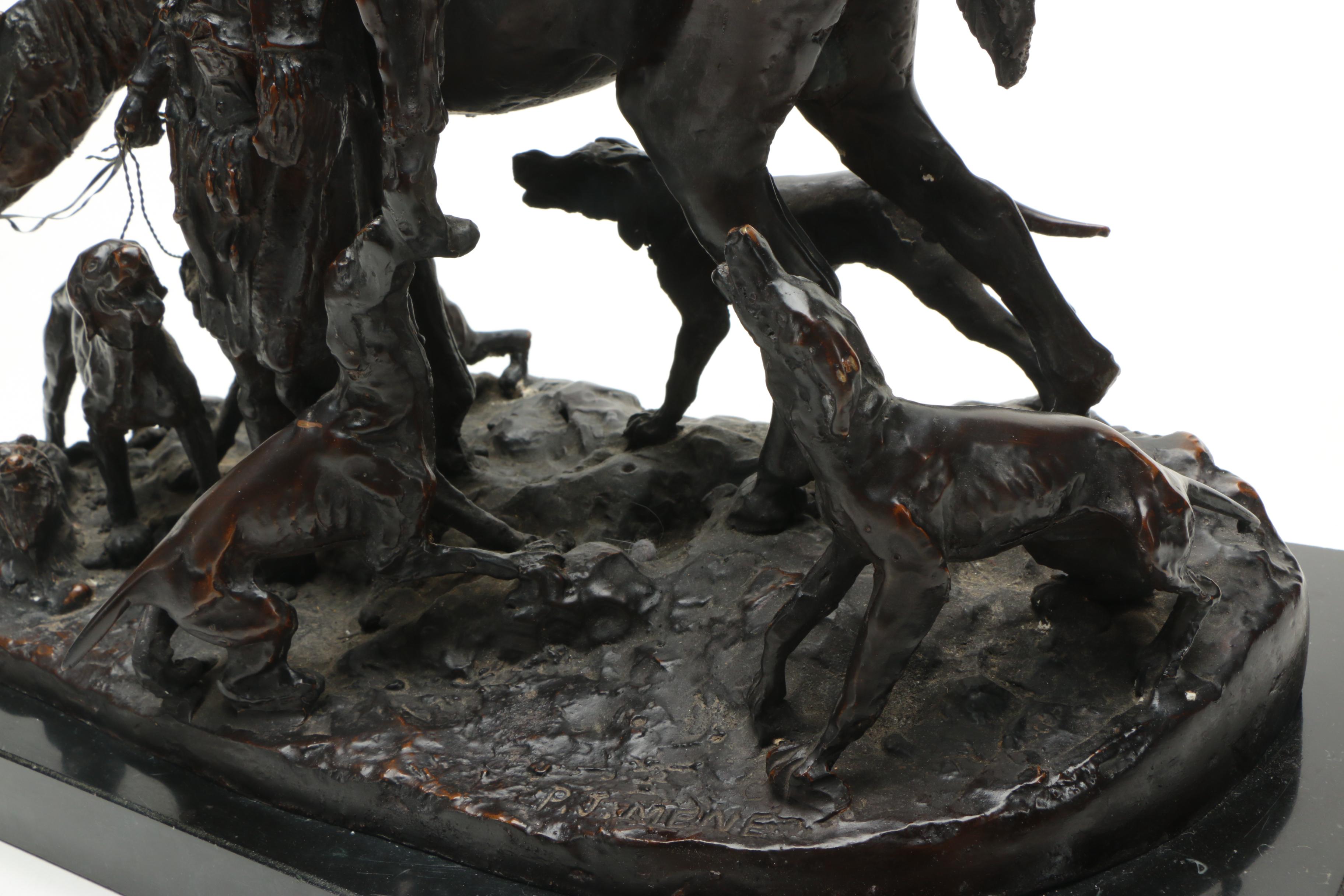 After Pierre-Jules Mêne Reproduction Sculpture "After The Hunt in Scotland"