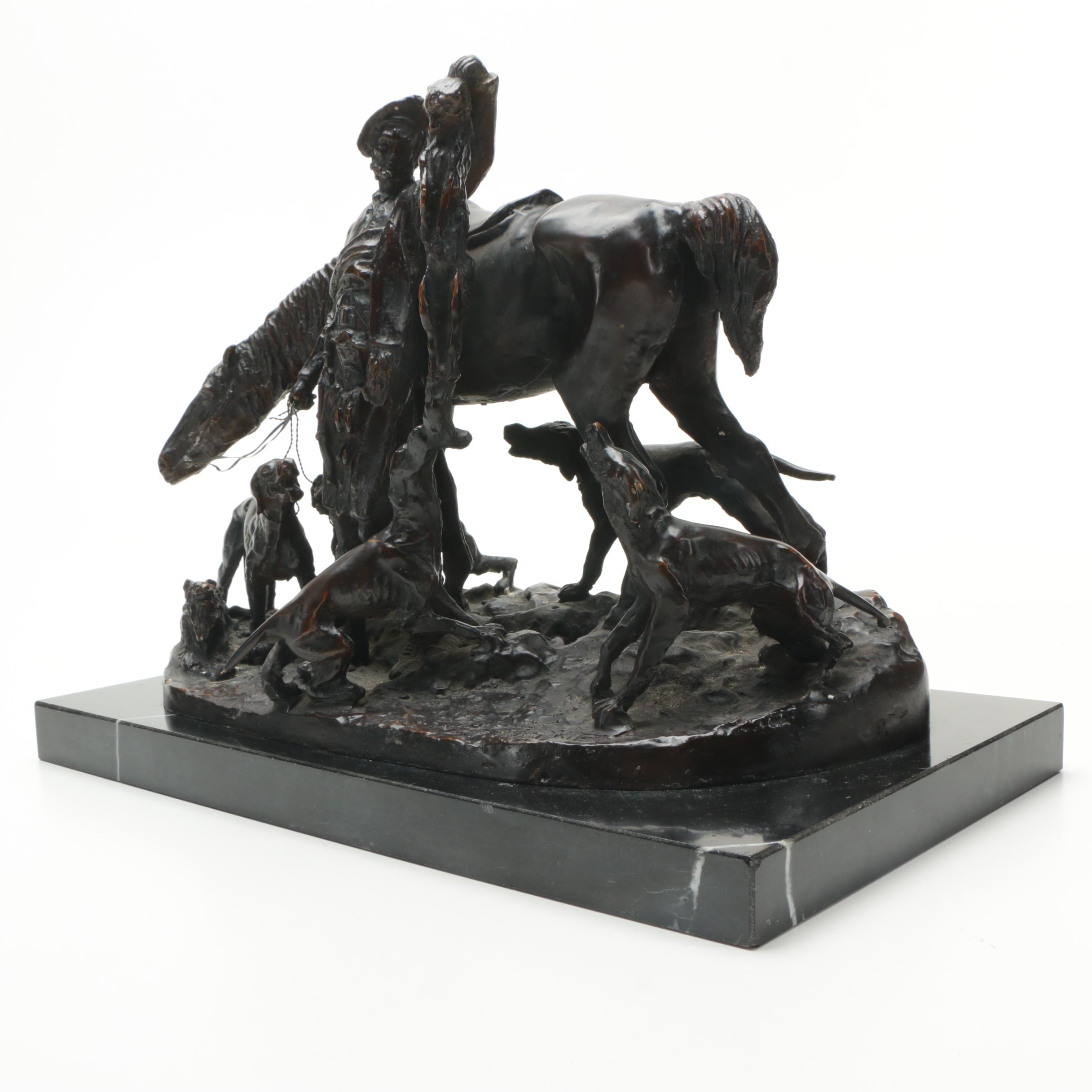 After Pierre-Jules Mêne Reproduction Sculpture "After The Hunt in Scotland"