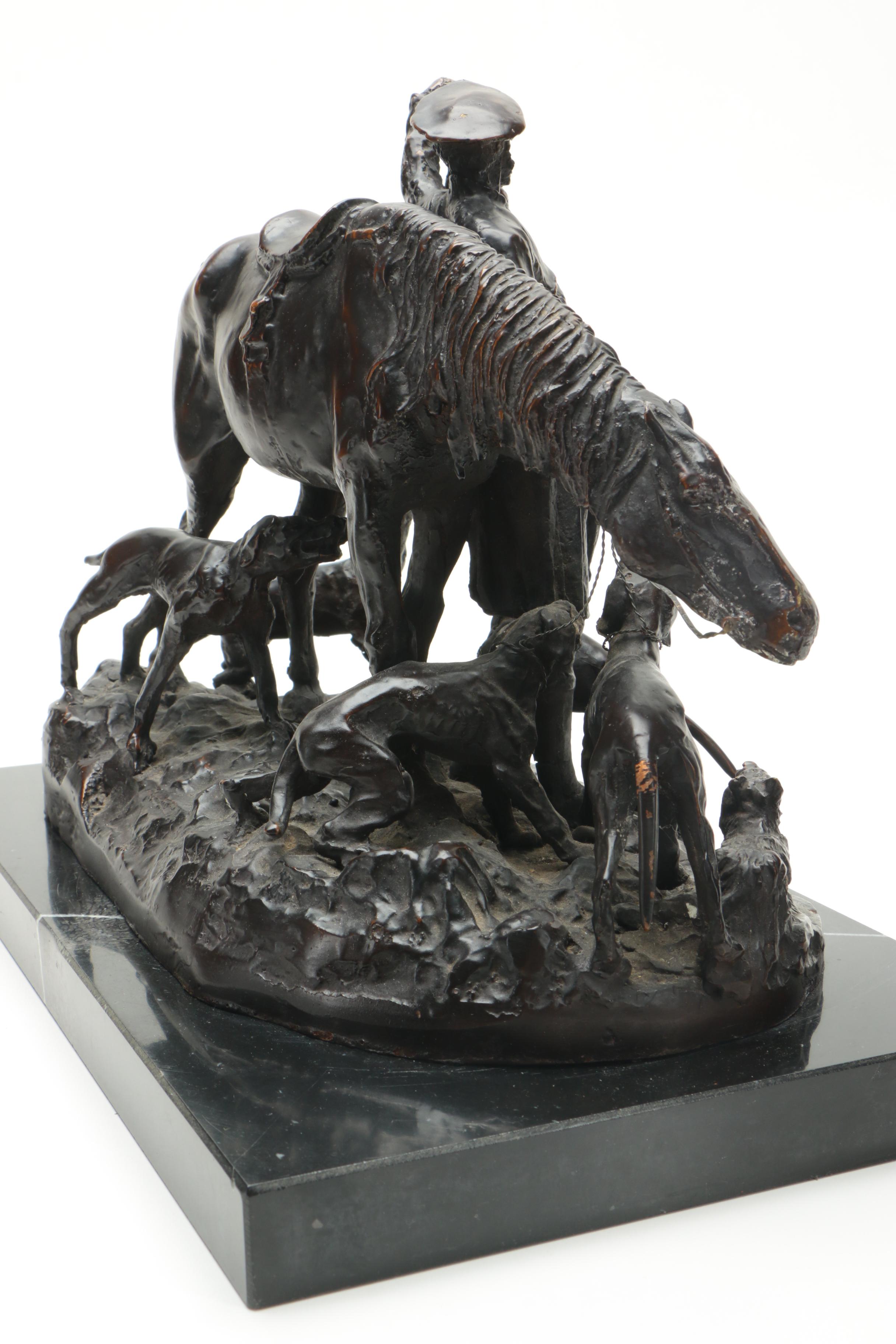 After Pierre-Jules Mêne Reproduction Sculpture "After The Hunt in Scotland"