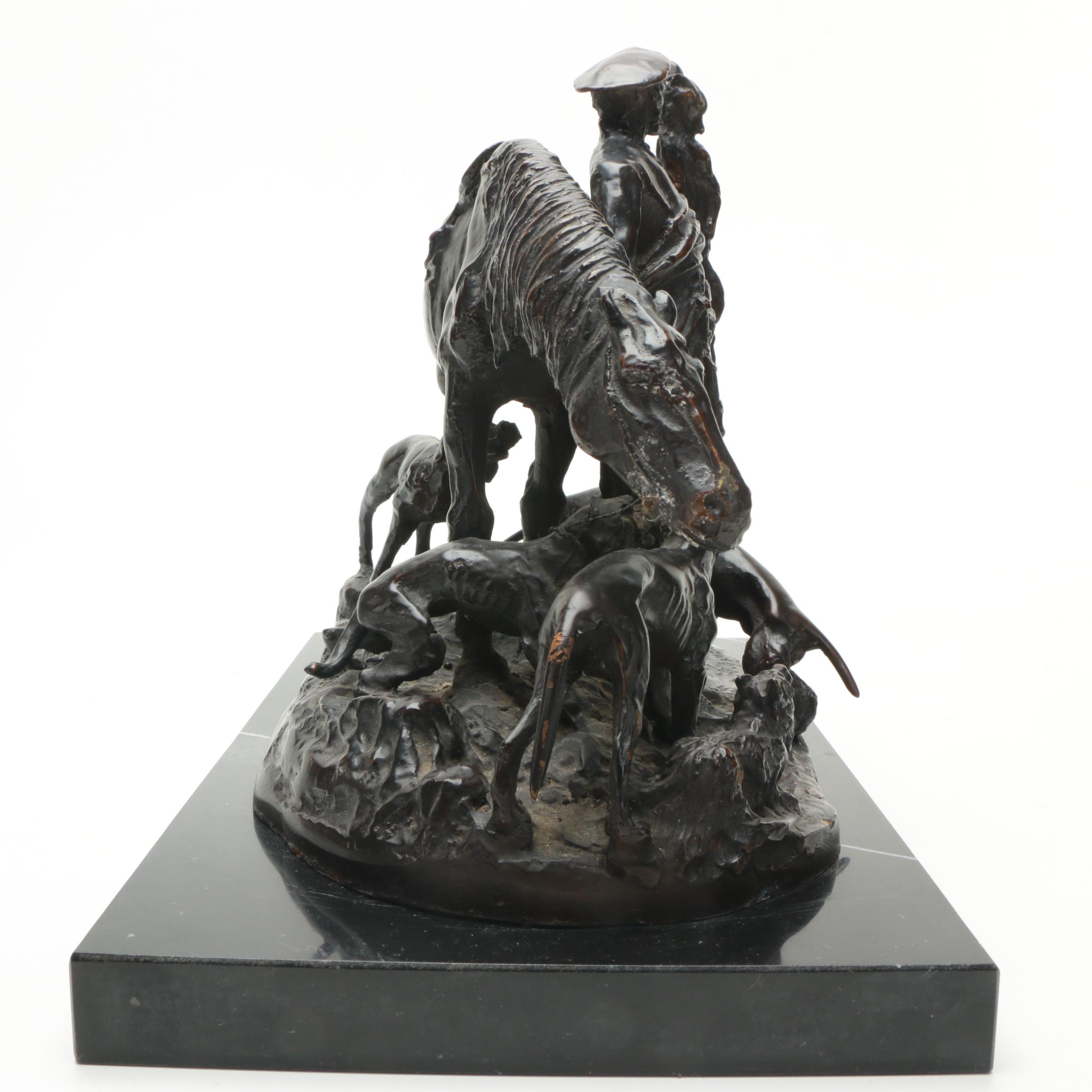 After Pierre-Jules Mêne Reproduction Sculpture "After The Hunt in Scotland"