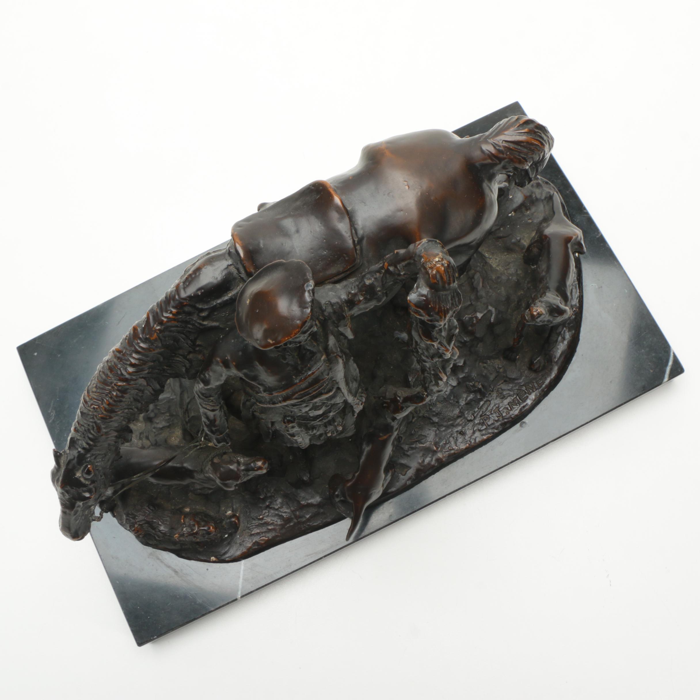 After Pierre-Jules Mêne Reproduction Sculpture "After The Hunt in Scotland"