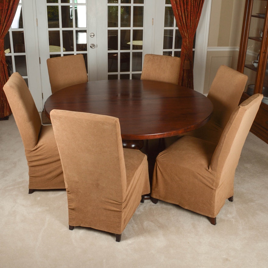 Arhaus Furniture "Tuscany" Dining Table and Six Parsons Chairs