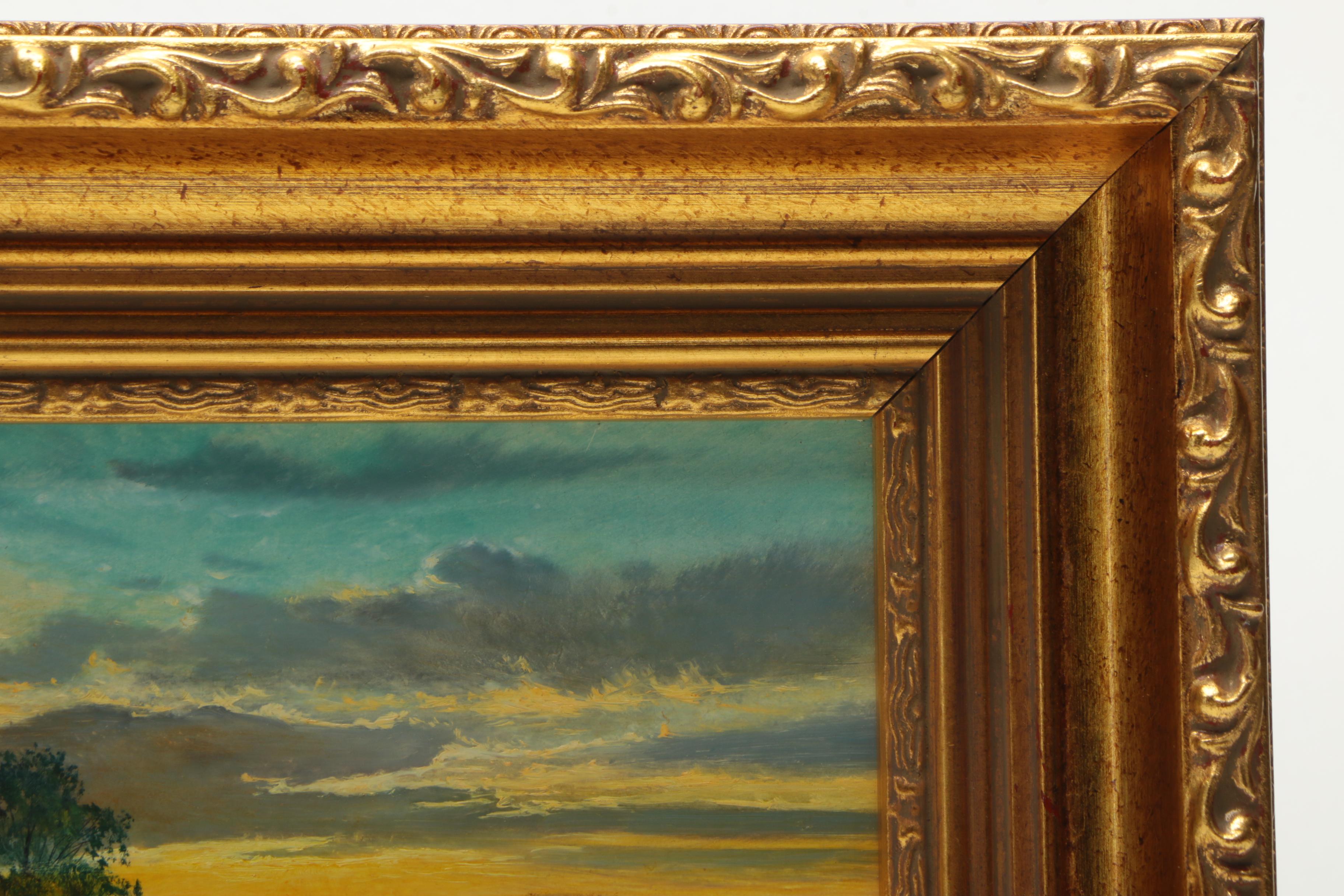 Oil Painting of Farmers Collecting Hay