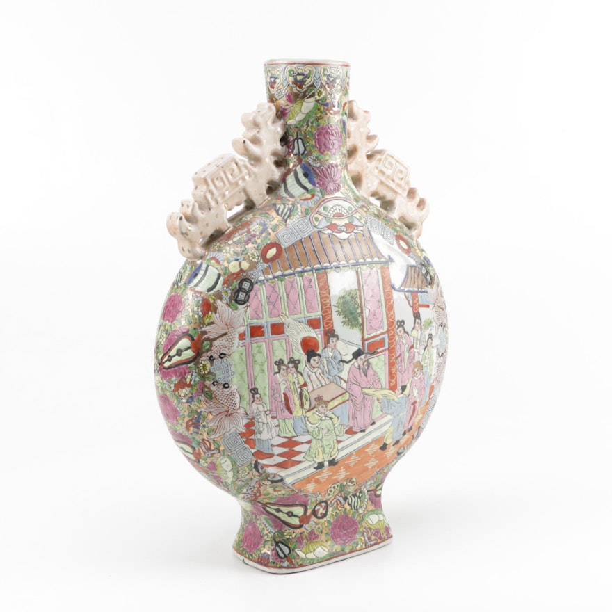 Chinese Double-Handled Ceramic Vase