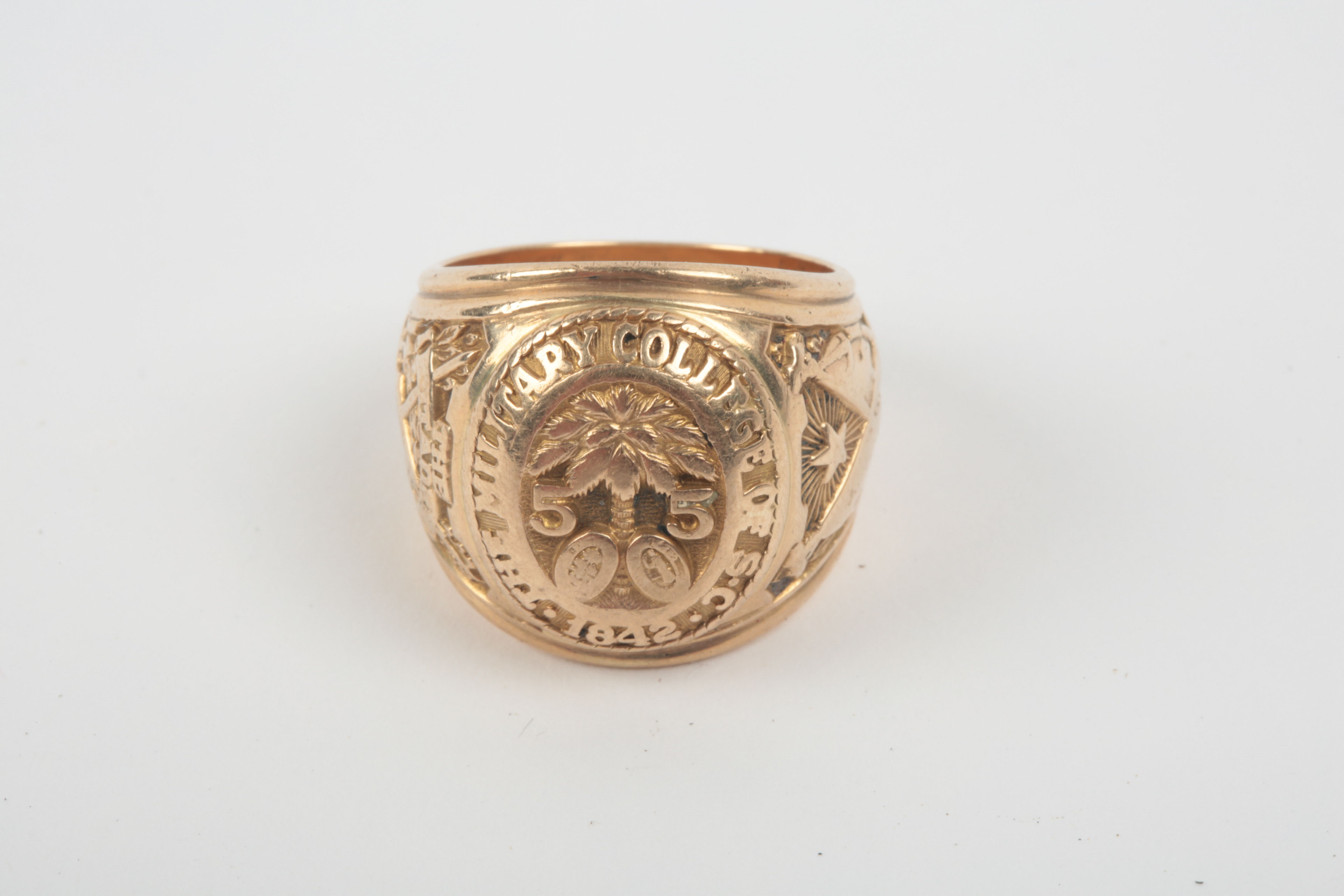 Vintage 10K Yellow Gold Military College Class Ring