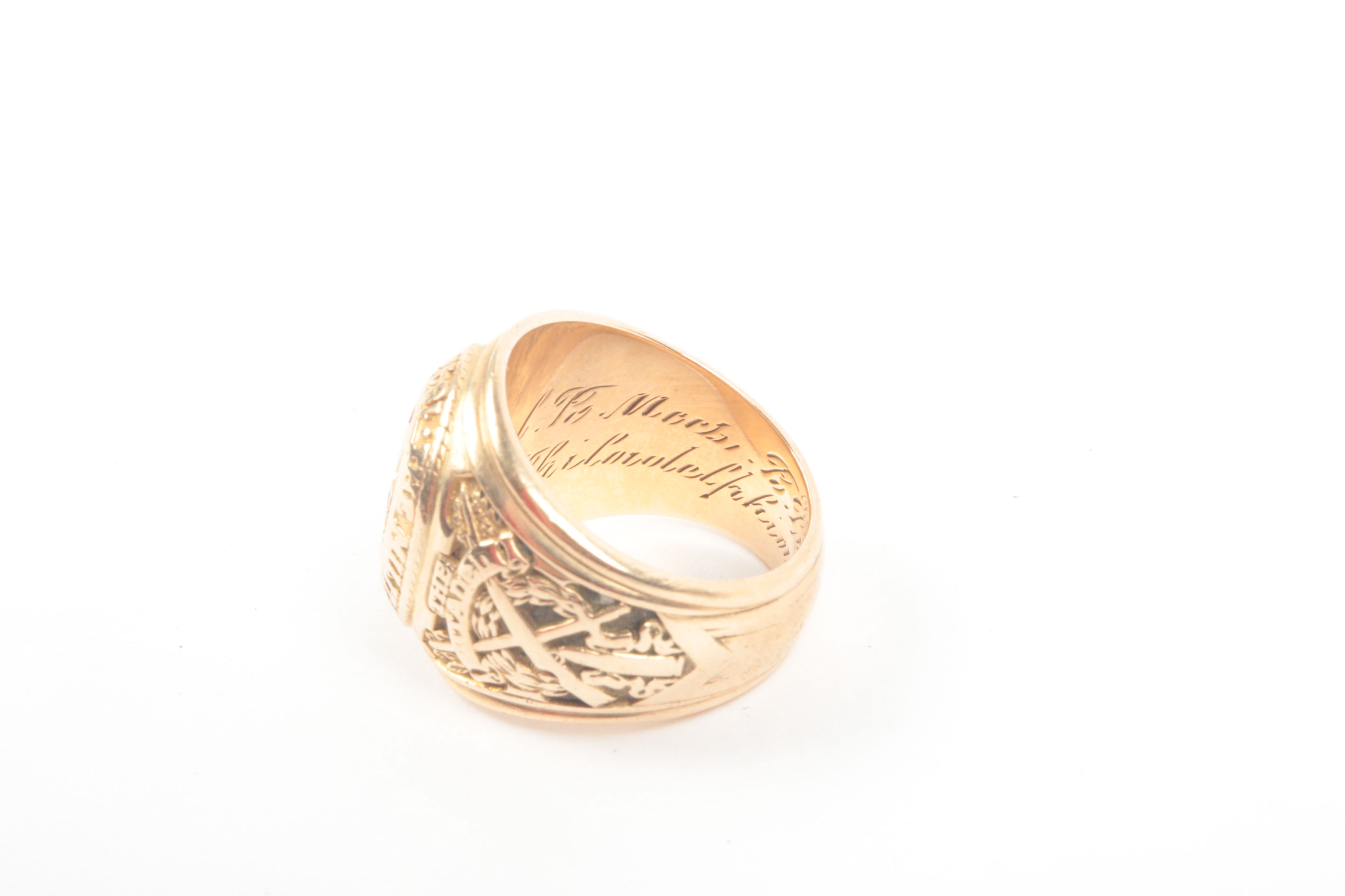 Vintage 10K Yellow Gold Military College Class Ring