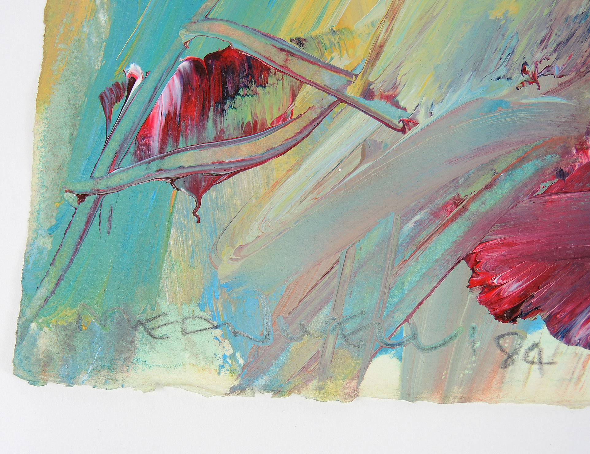 Jack Meanwell Mixed Media Painting on Paper Abstract Expressionism 1984