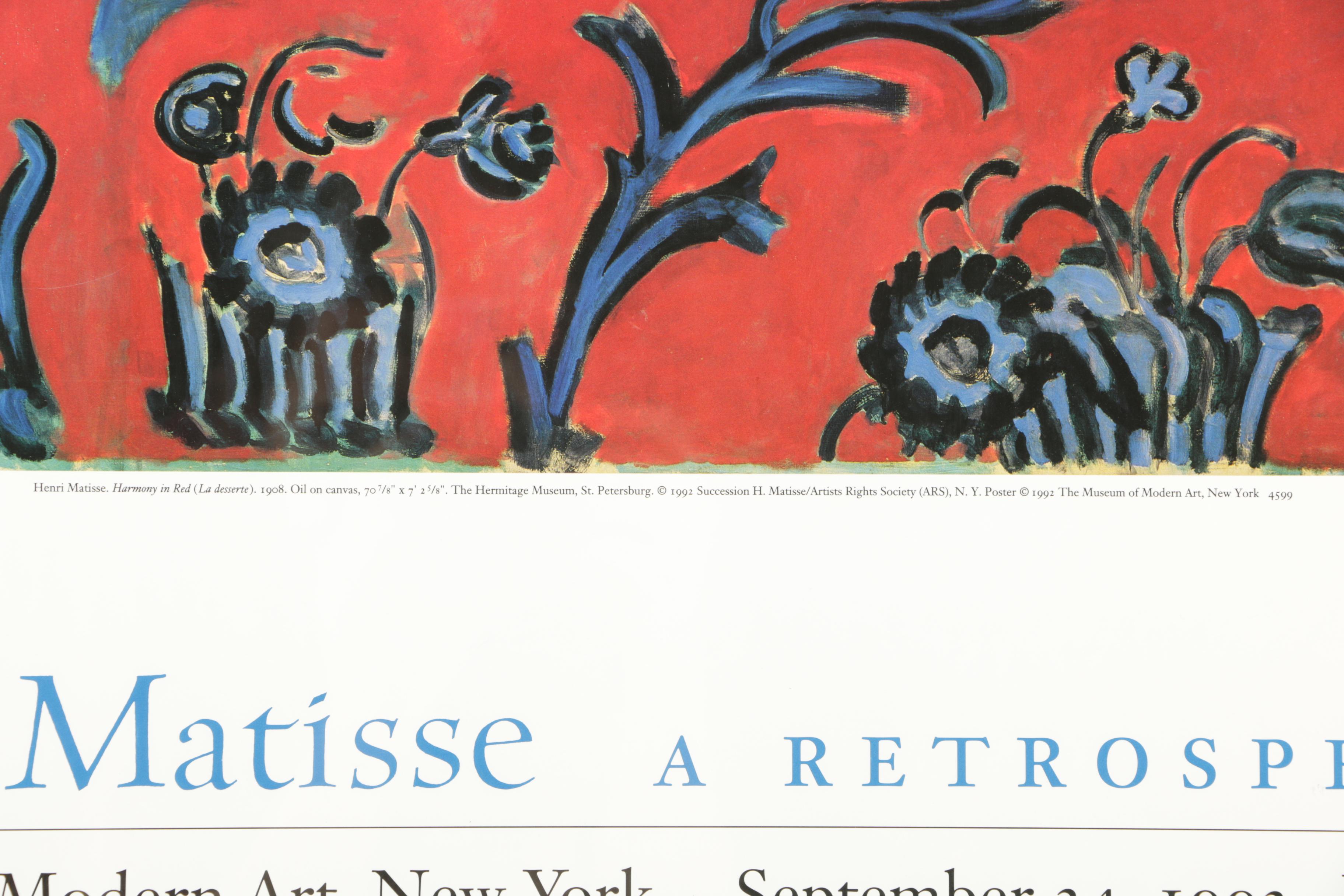 MoMA 1992 Poster for "Henri Matisse: A Retrospective" After "Harmony in Red"