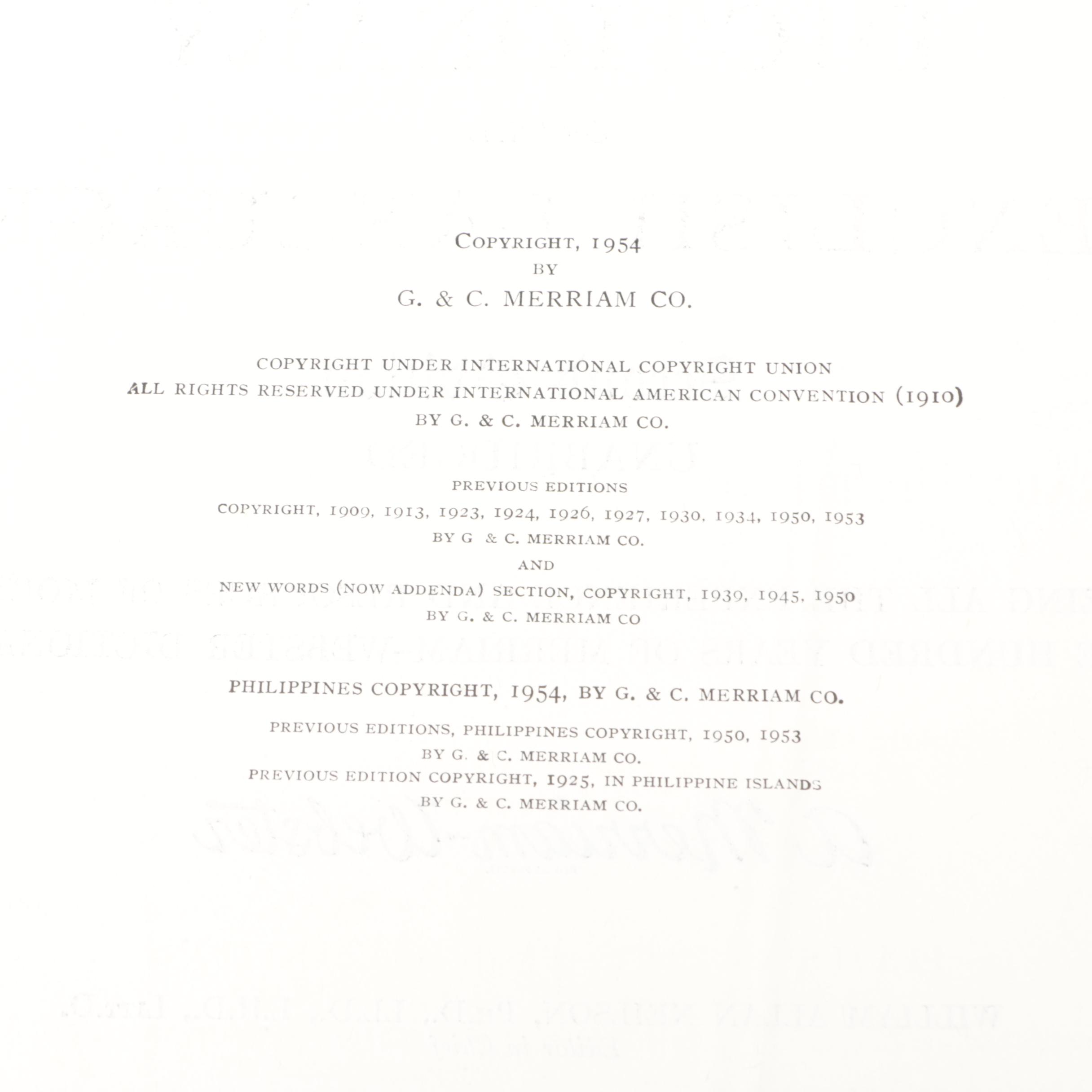 1954 "Webster's New International Dictionary"