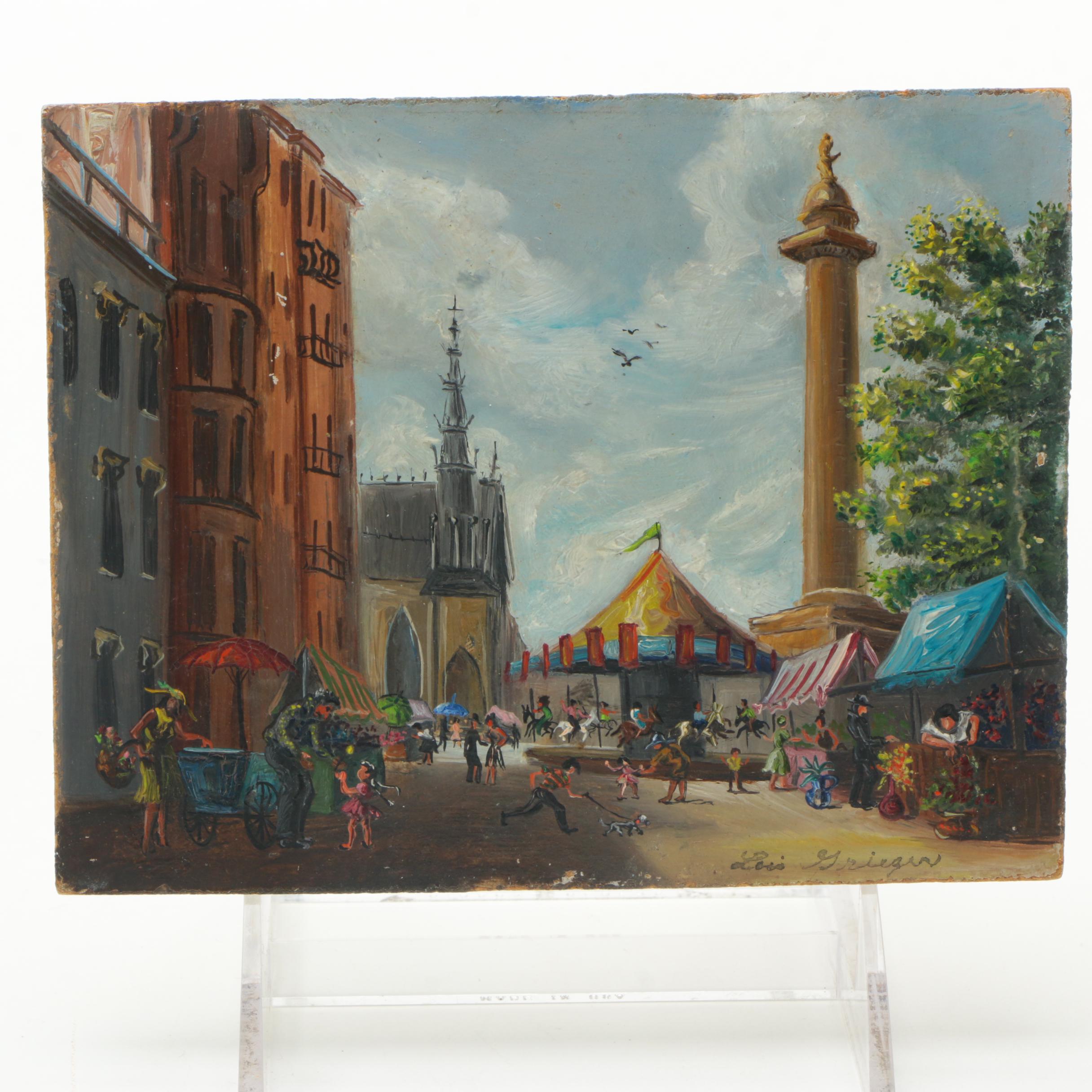 Lois Grieger Oil Painting on Board of Baltimore Street Festival