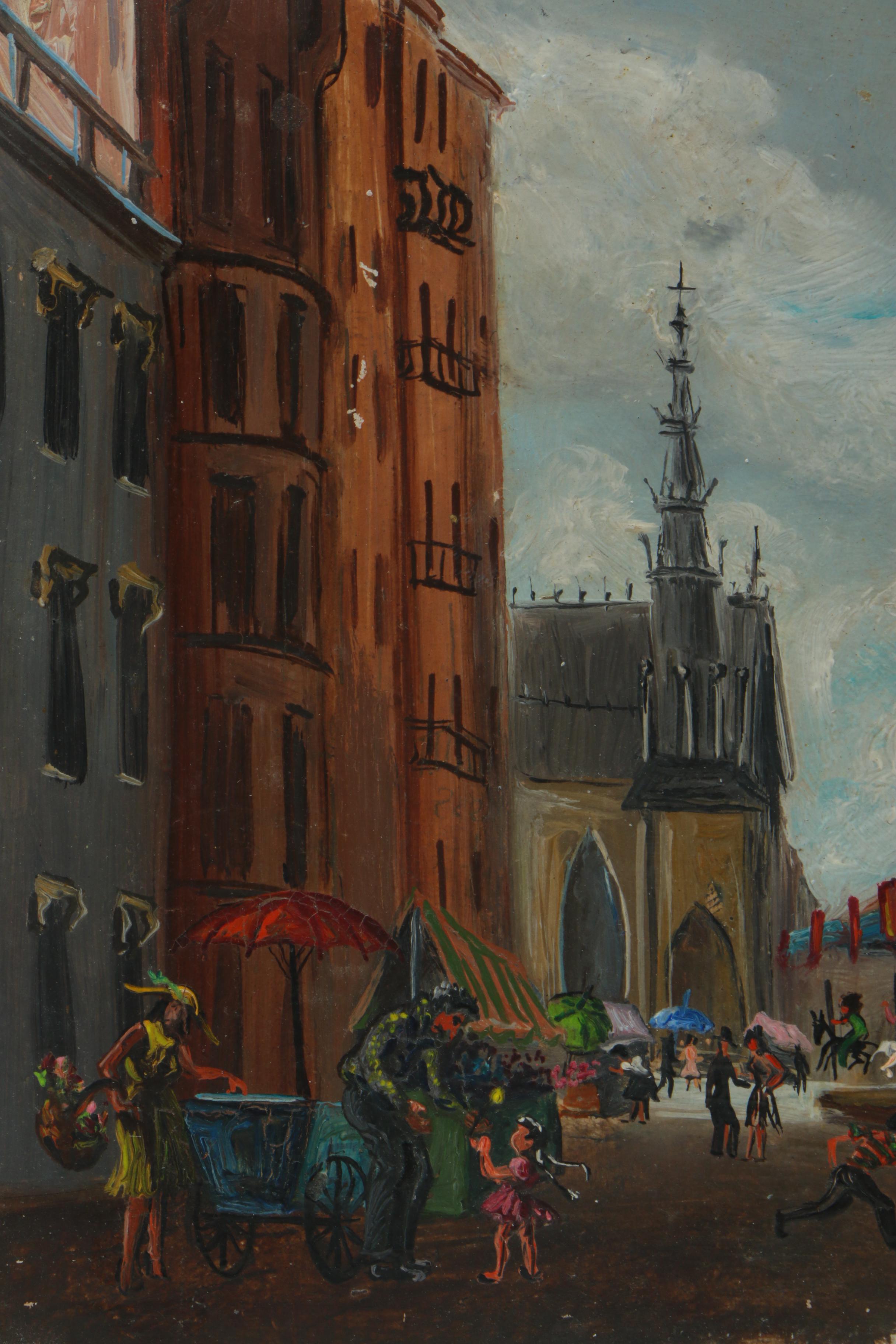 Lois Grieger Oil Painting on Board of Baltimore Street Festival