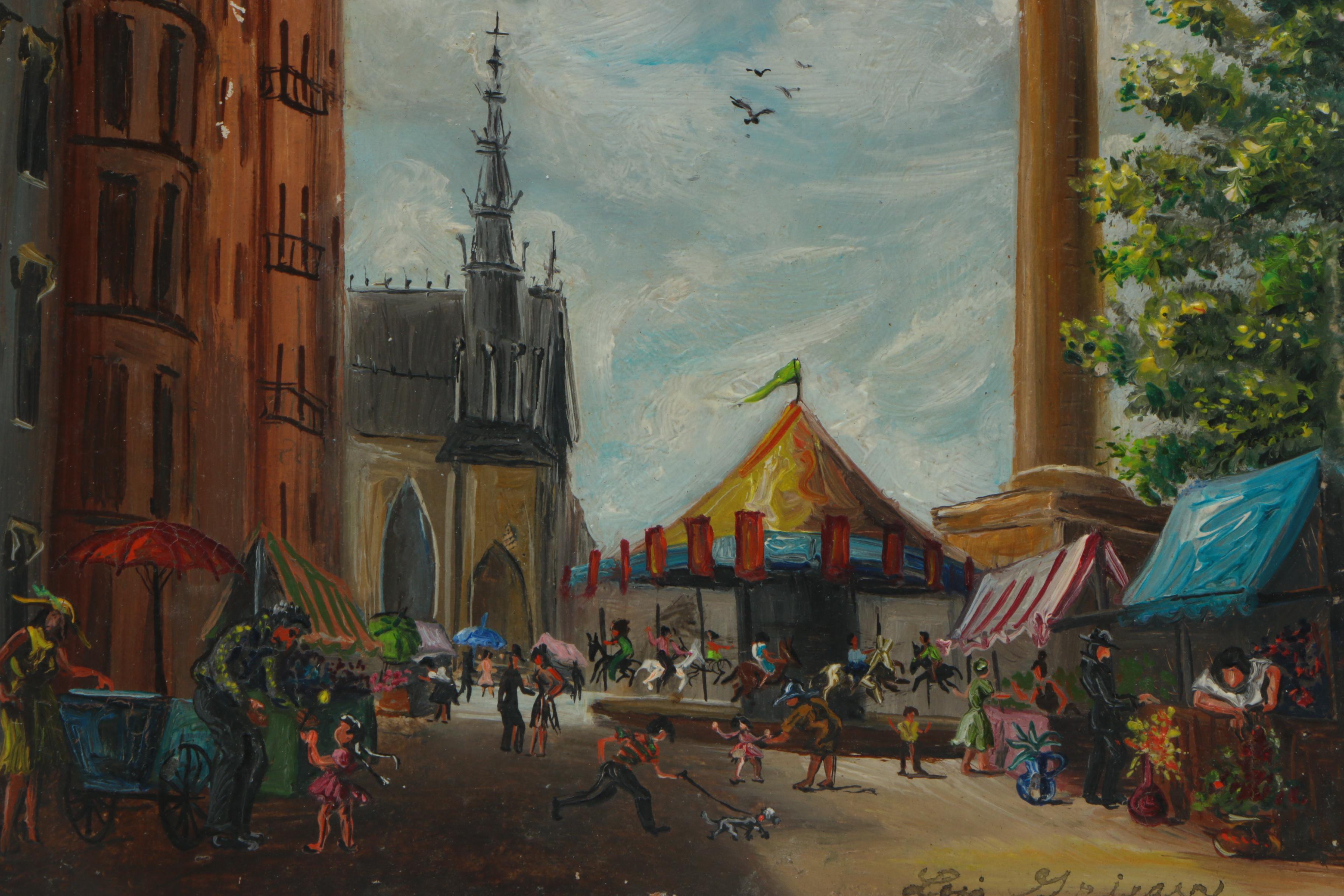 Lois Grieger Oil Painting on Board of Baltimore Street Festival