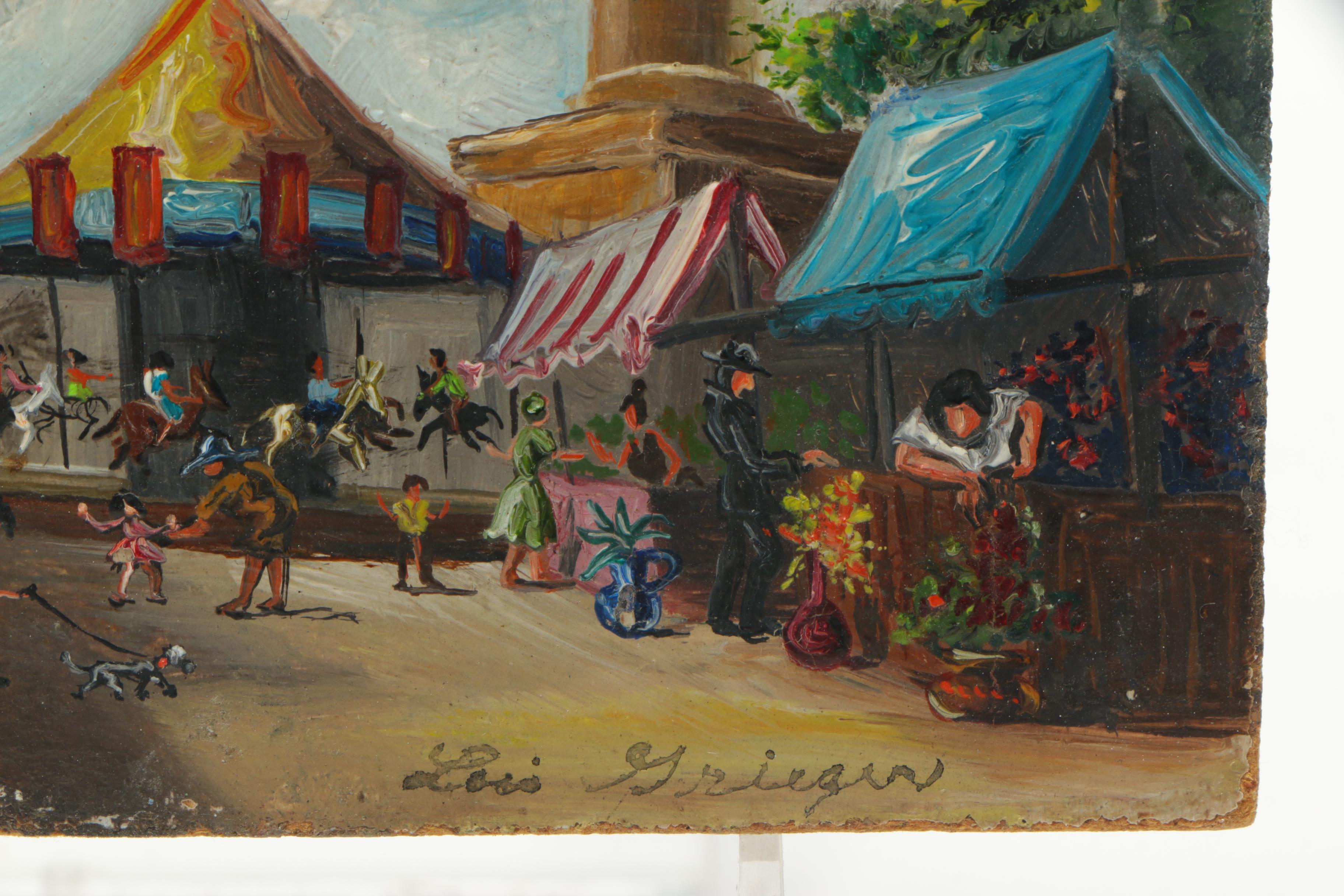 Lois Grieger Oil Painting on Board of Baltimore Street Festival
