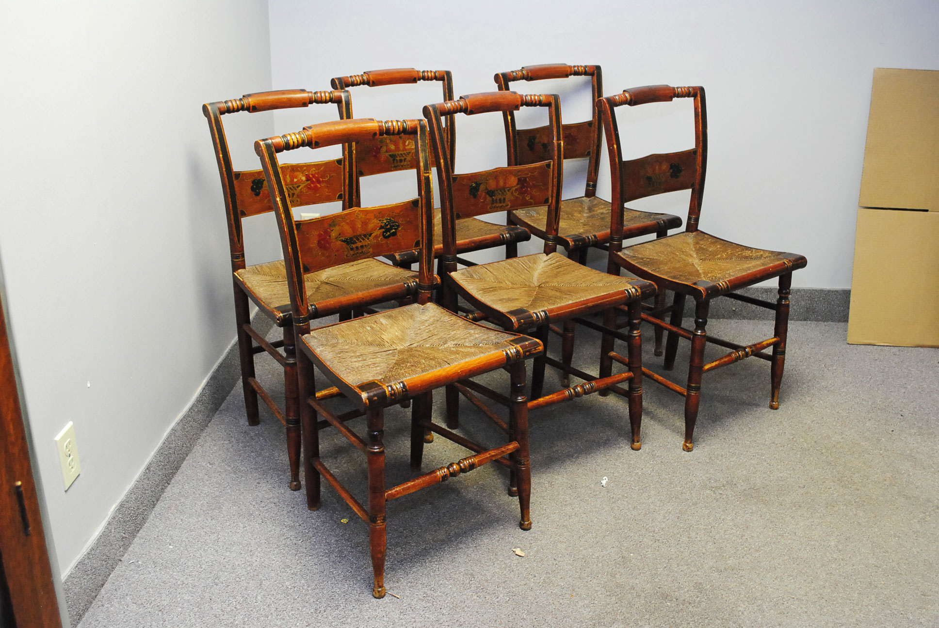 Set of Six Vintage Hitchcock Style Chairs