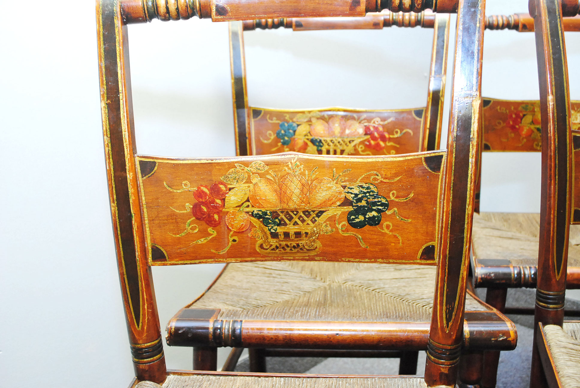 Set of Six Vintage Hitchcock Style Chairs