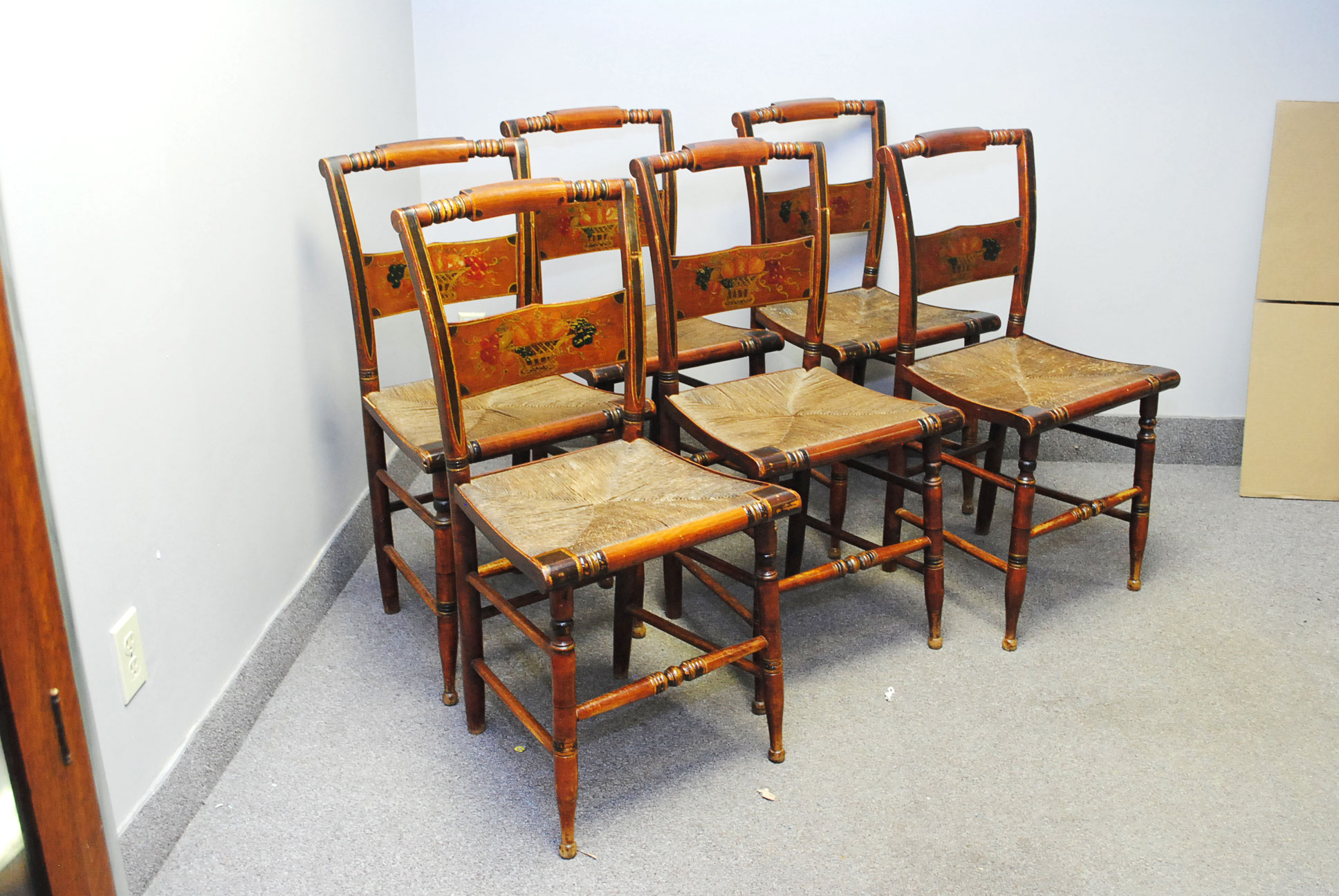Set of Six Vintage Hitchcock Style Chairs