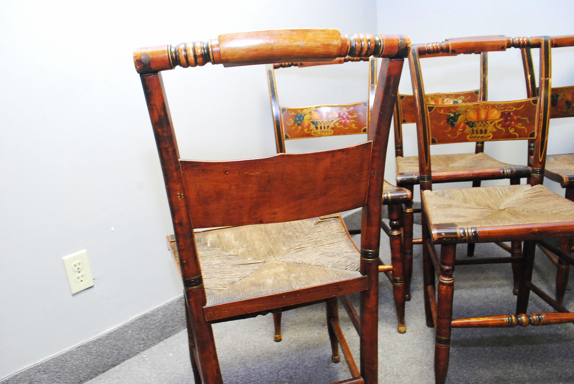 Set of Six Vintage Hitchcock Style Chairs