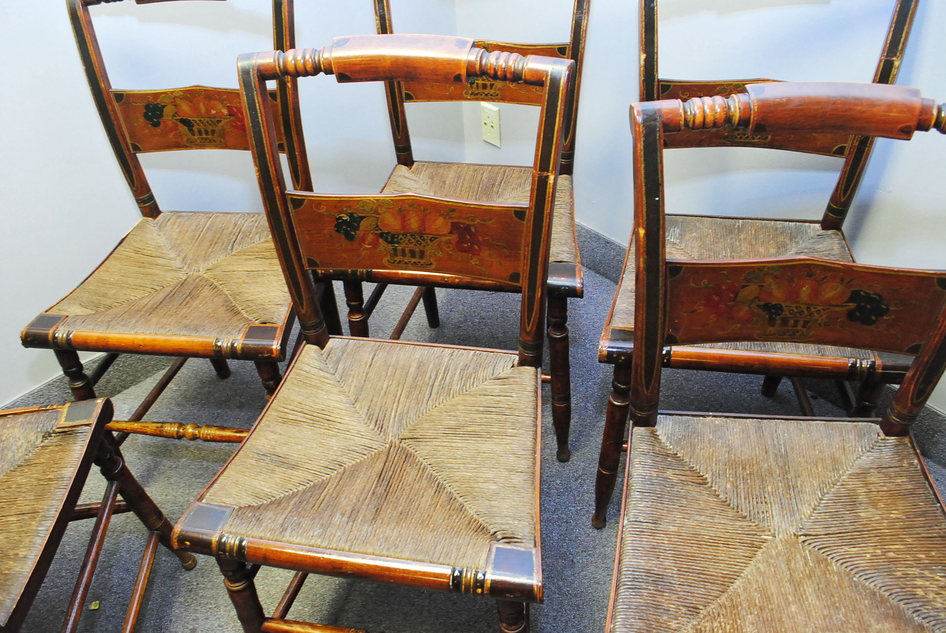 Set of Six Vintage Hitchcock Style Chairs