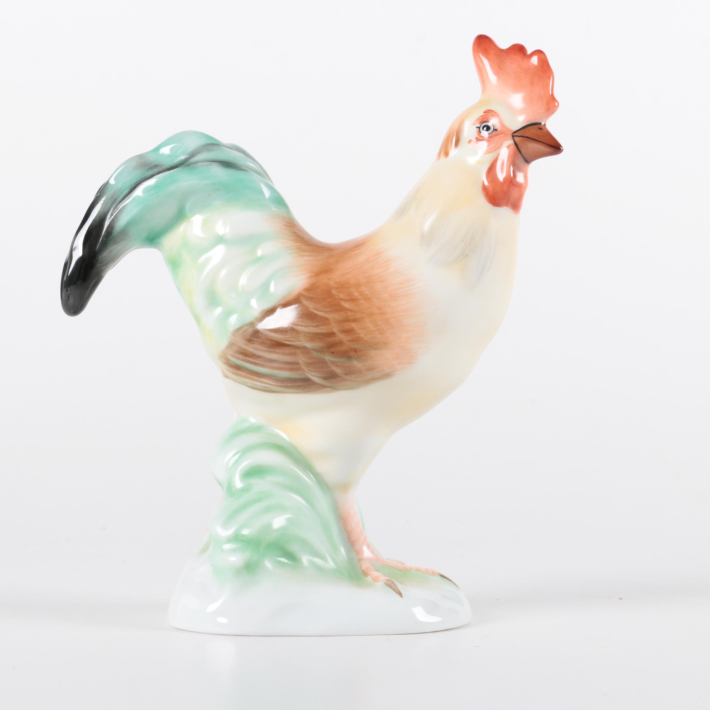 Hand Painted Herend Rooster Porcelain Figurine
