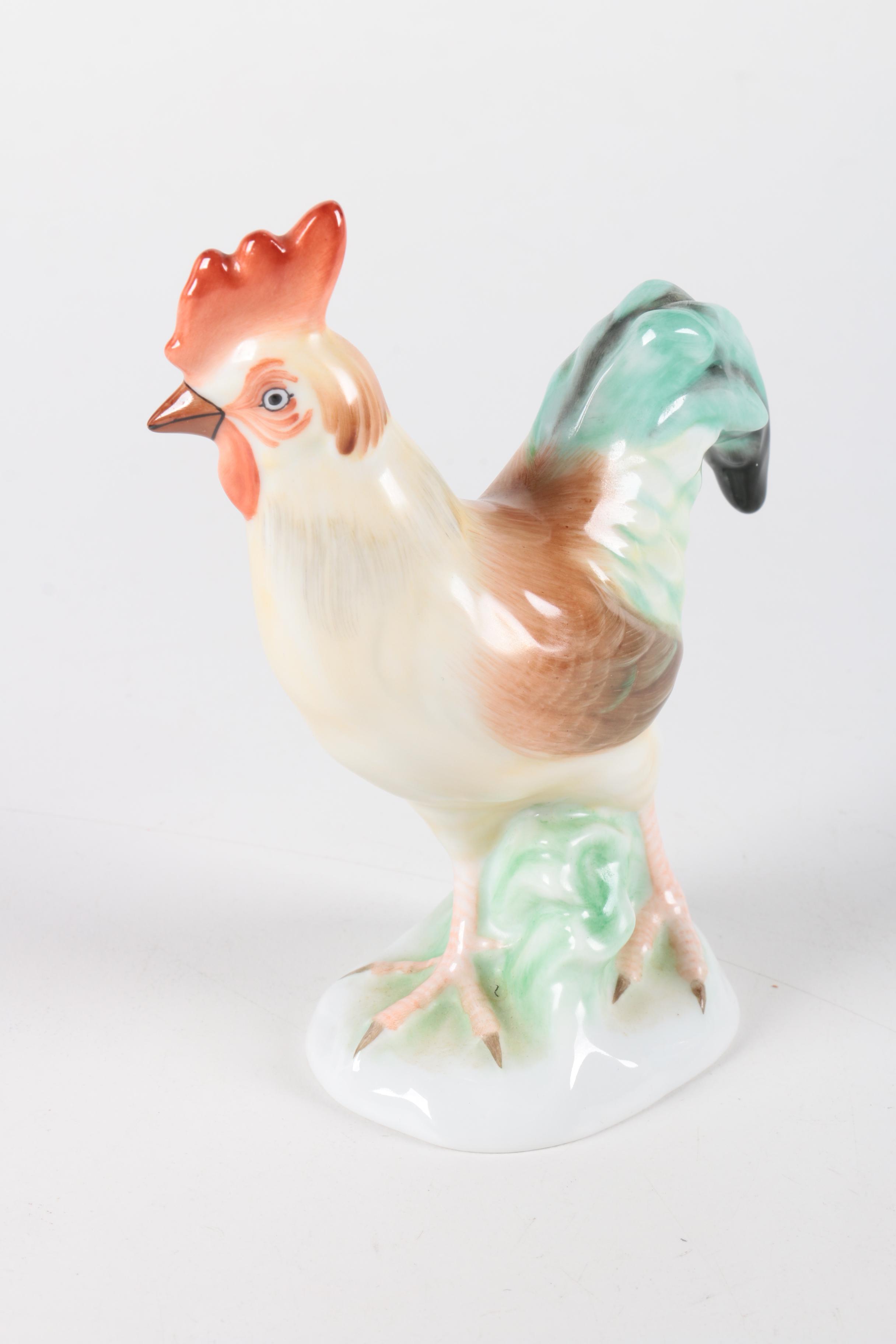 Hand Painted Herend Rooster Porcelain Figurine