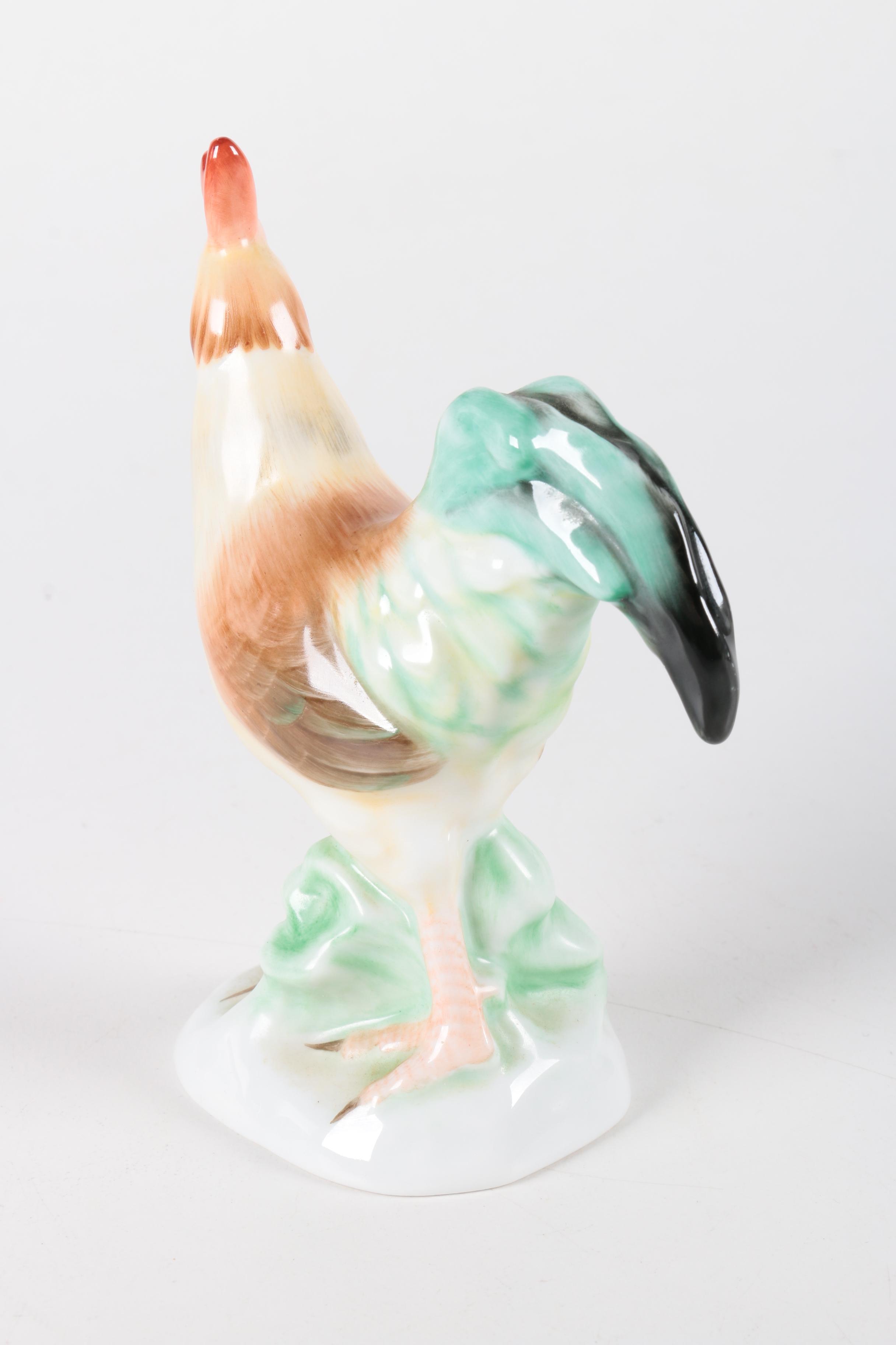 Hand Painted Herend Rooster Porcelain Figurine