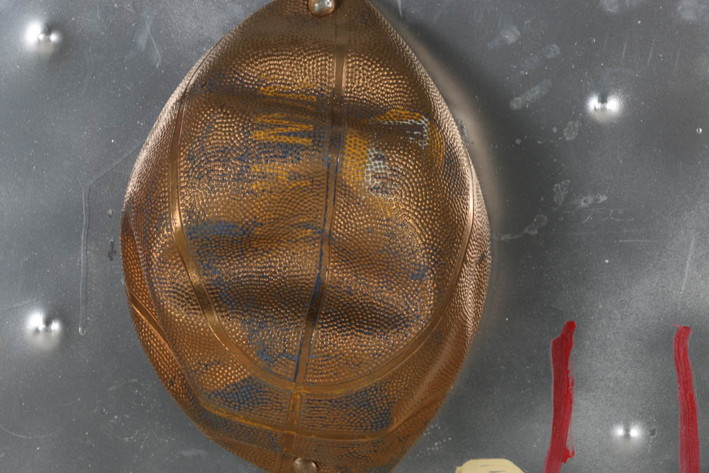 Clintel Steed Mixed Media Painting on Board "Lincoln with Golden Basketball"