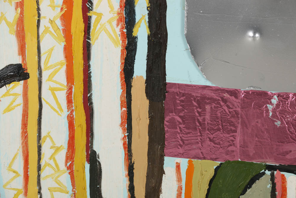 Clintel Steed Mixed Media Painting on Board "Lincoln with Golden Basketball"