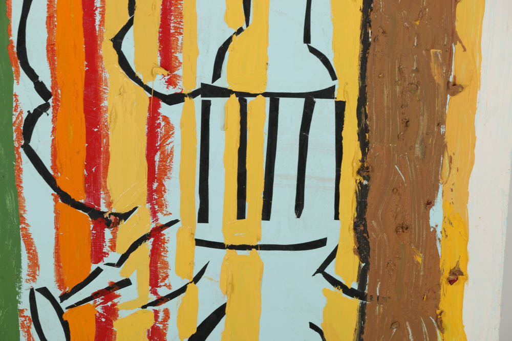 Clintel Steed Mixed Media Painting on Board "Lincoln with Golden Basketball"