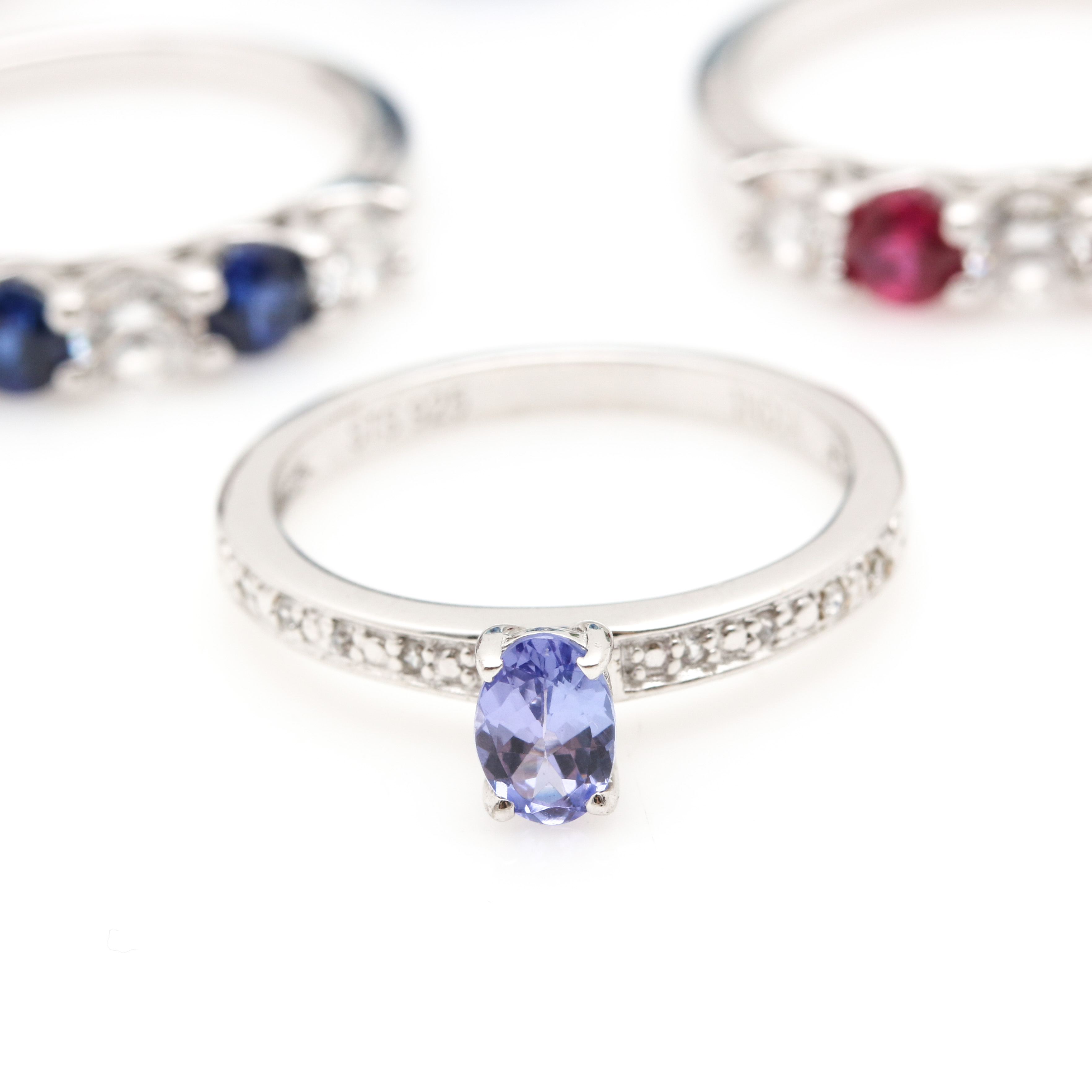 Sterling Silver Jewelry Assortment Including Morganite and Tanzanite