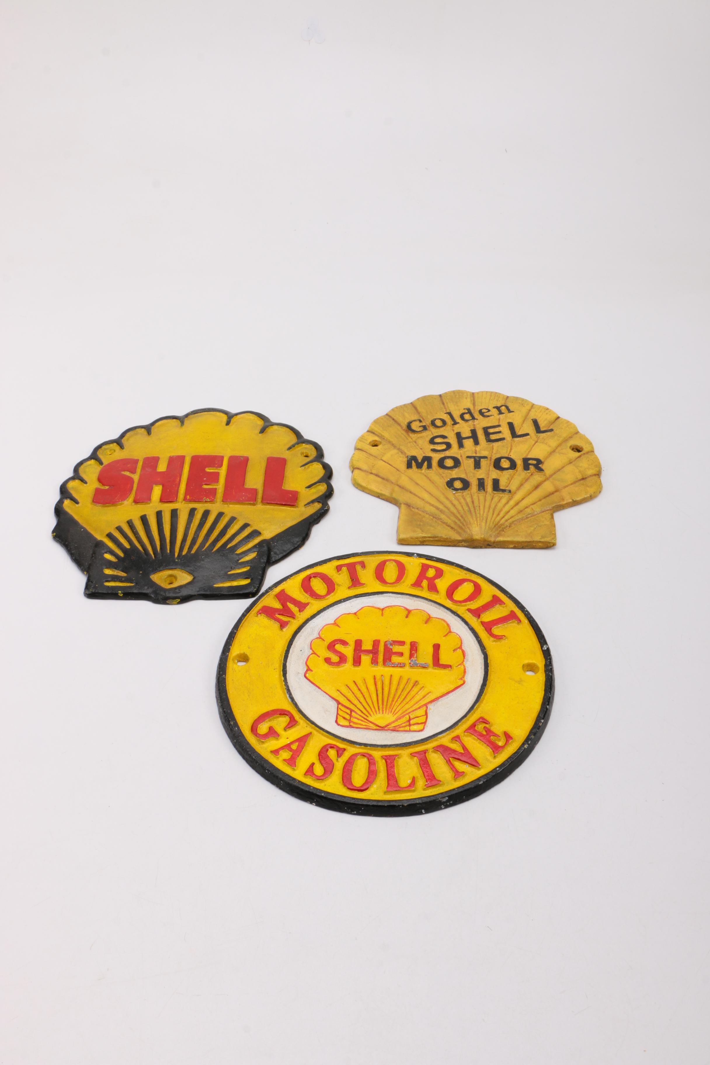 Vintage Cast Iron Shell Oil Advertising Signs