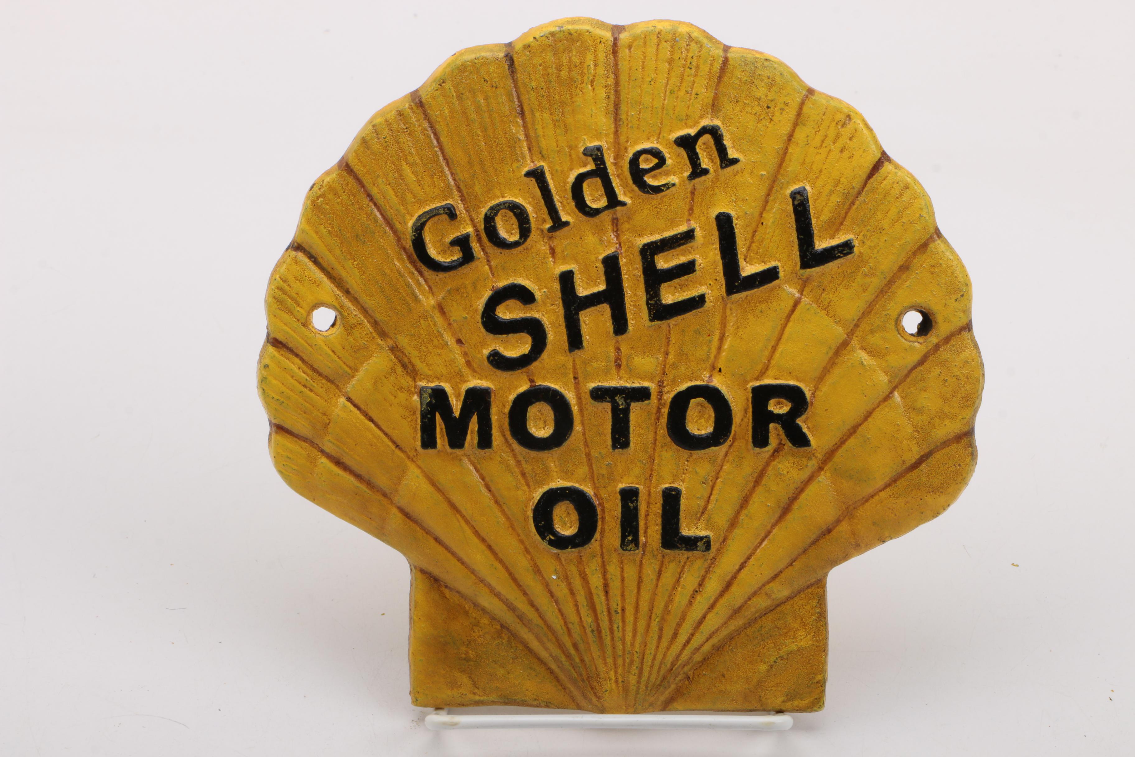 Vintage Cast Iron Shell Oil Advertising Signs