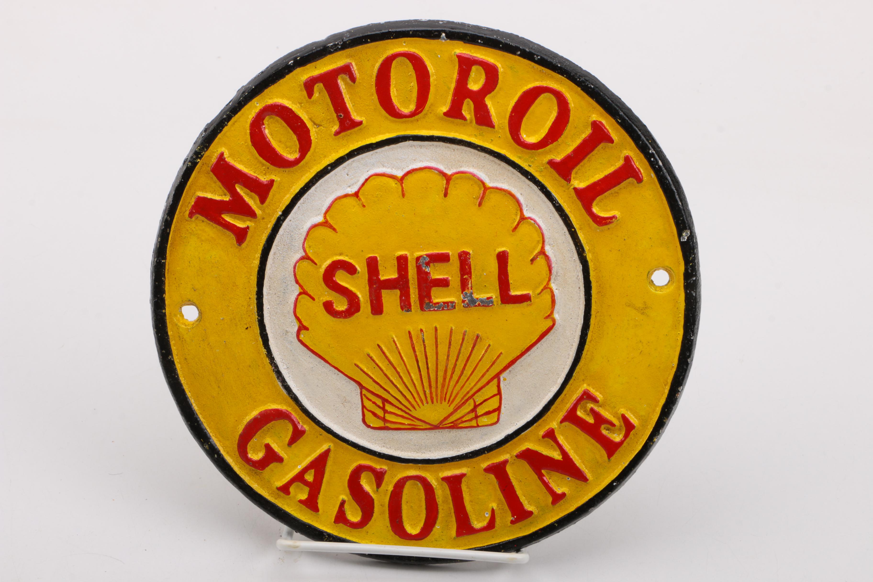 Vintage Cast Iron Shell Oil Advertising Signs