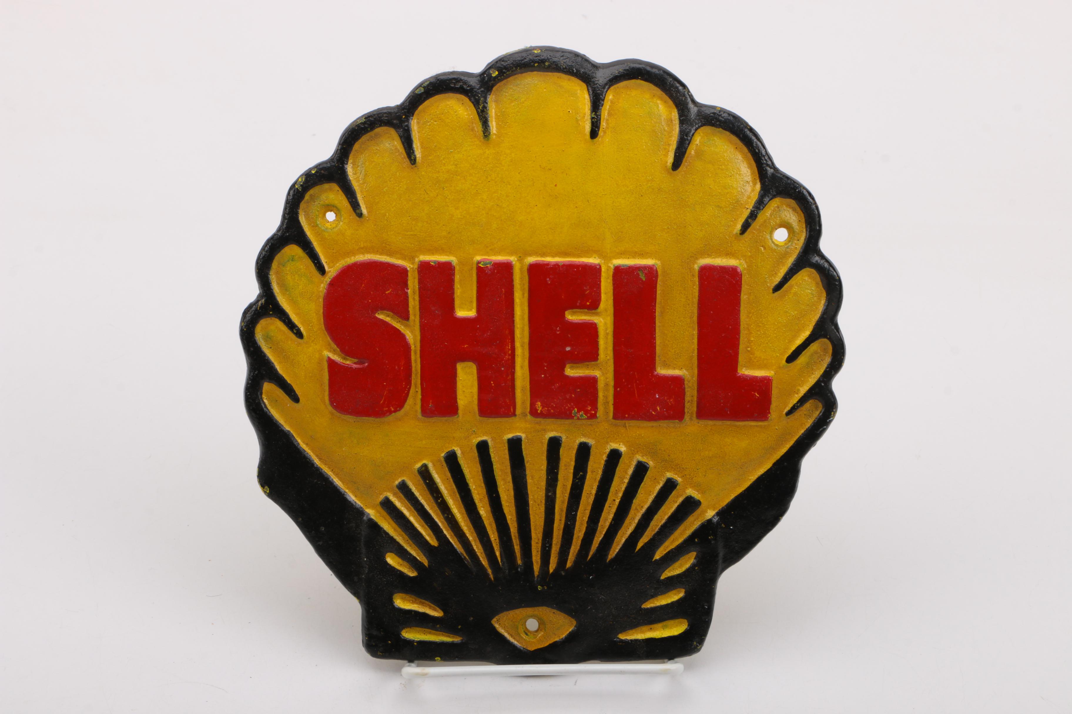 Vintage Cast Iron Shell Oil Advertising Signs