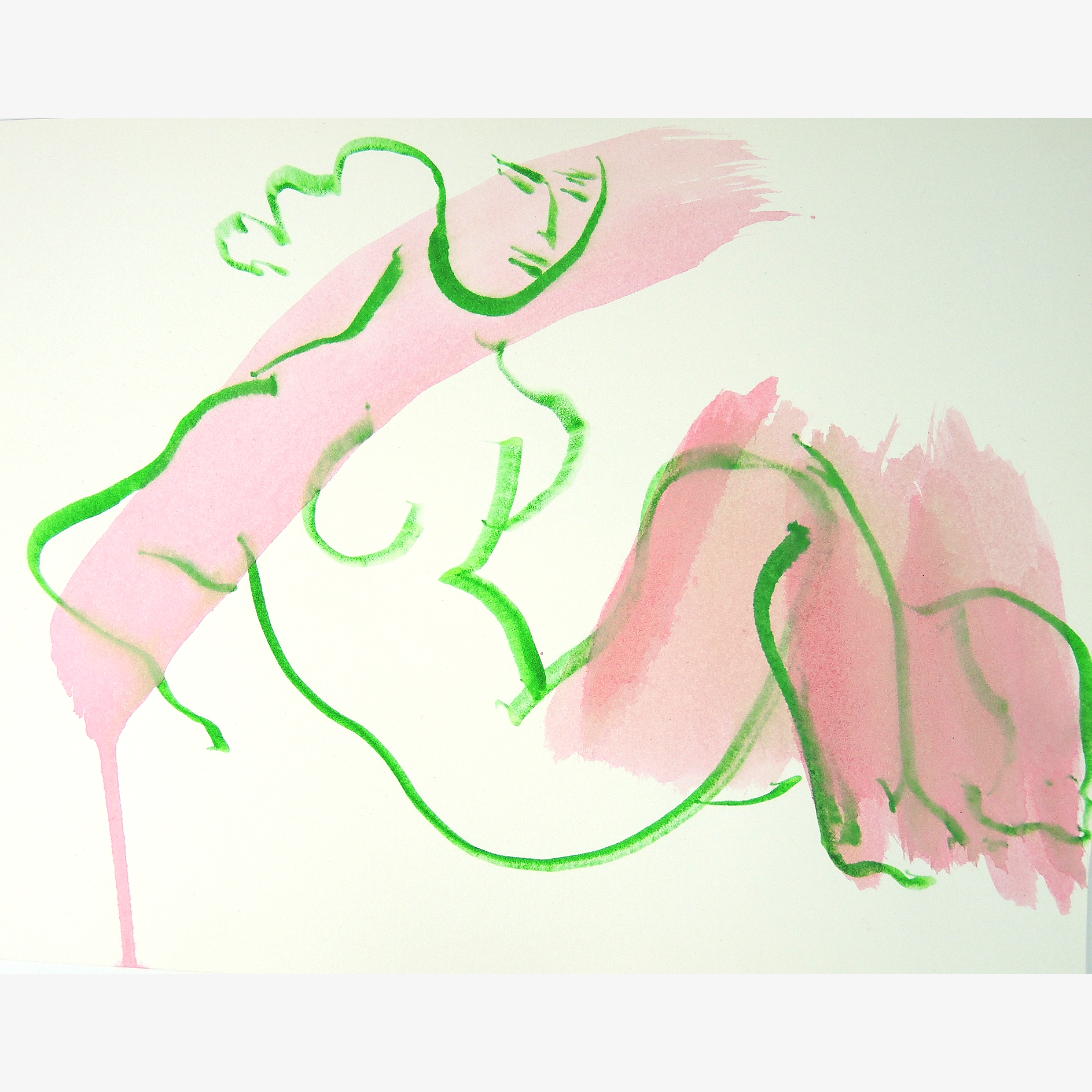 Paul Chidlaw Mixed Media on Paper Abstract Expressionism Gestural Female Nude