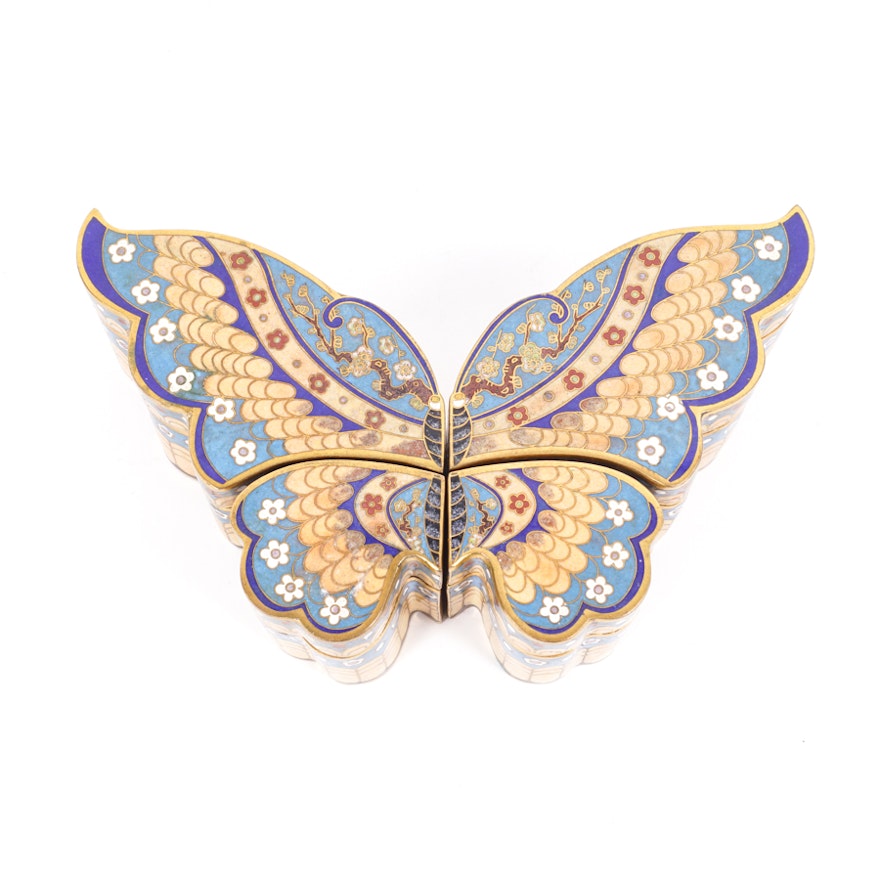 Chinese Cloisonné Butterfly Puzzle Box
